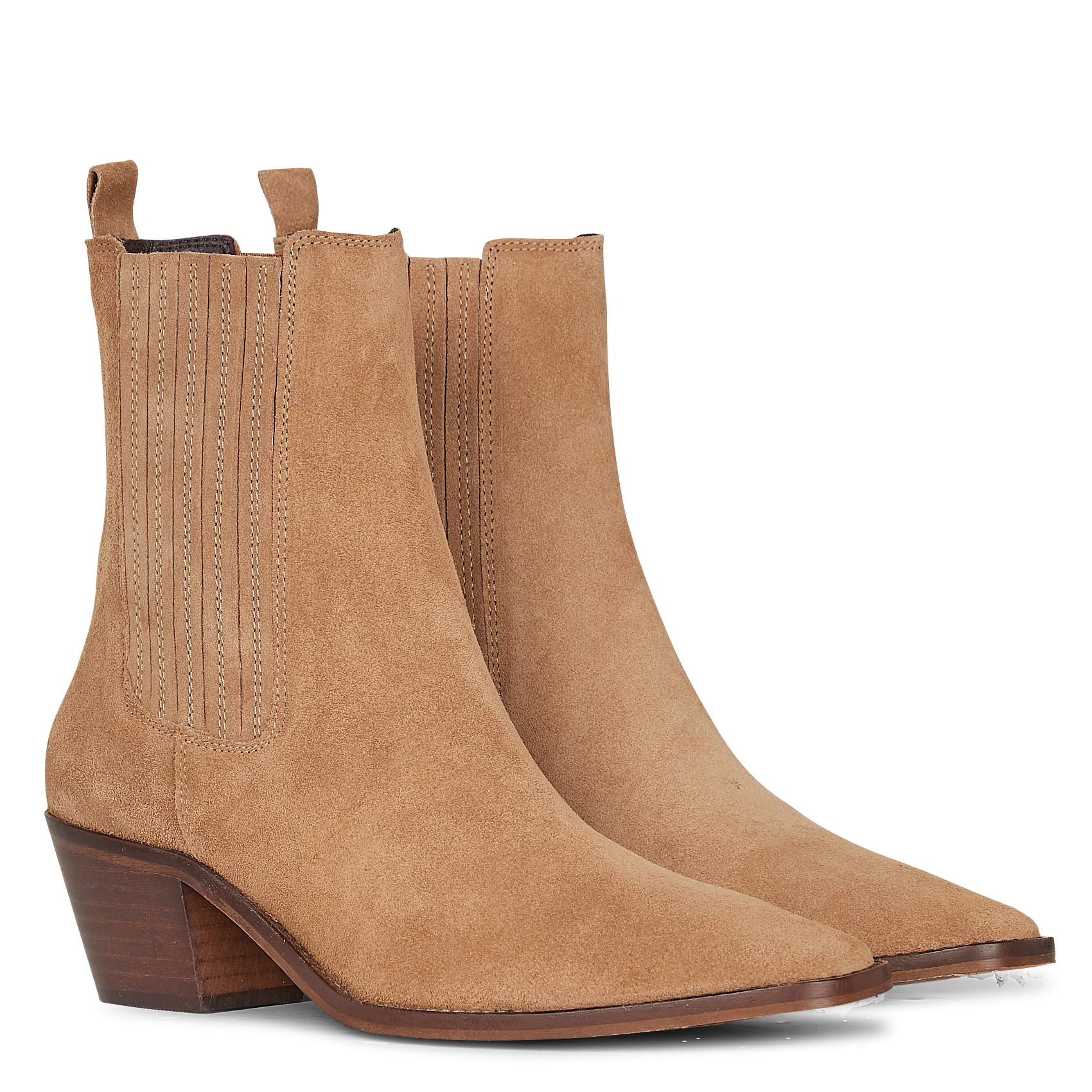 Low Suede Cowboy Boots With Medium Heel Taupe Jonak Women Place des