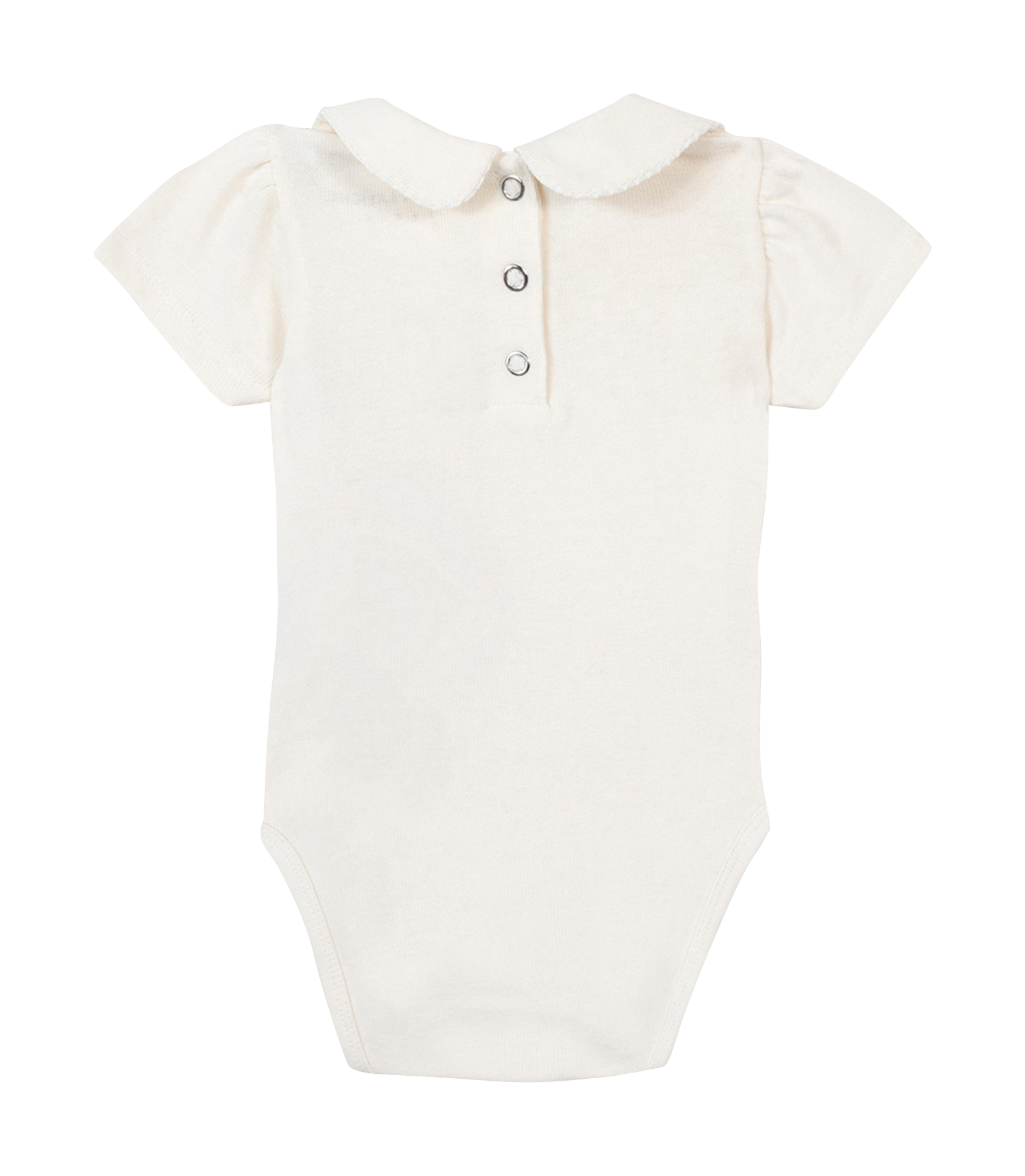 Organic cotton bodysuit with Peter Pan collar and "oh là là" embroidery MAISON LABICHE White