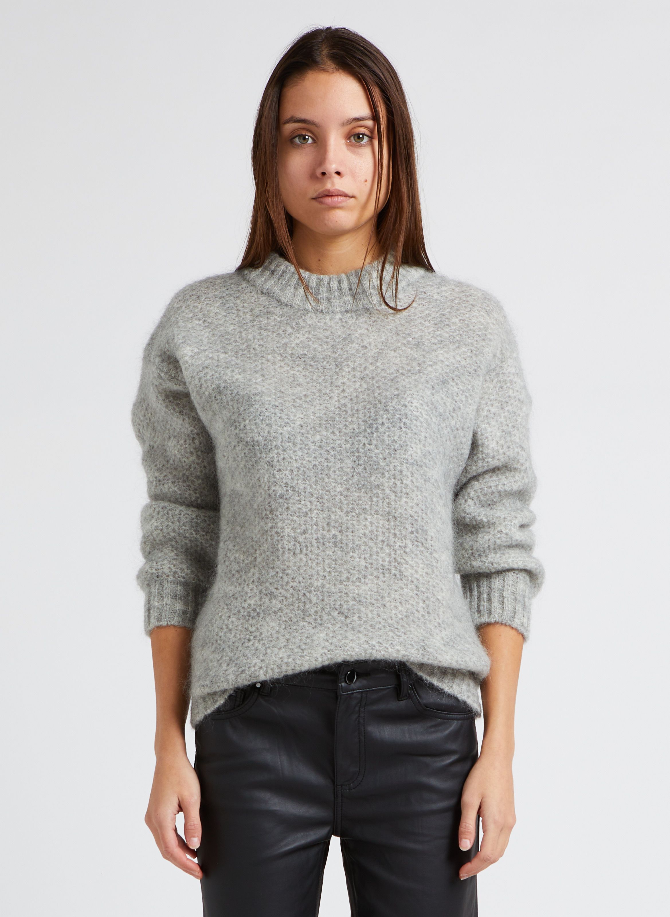 Pull gris 2025 femme col rond