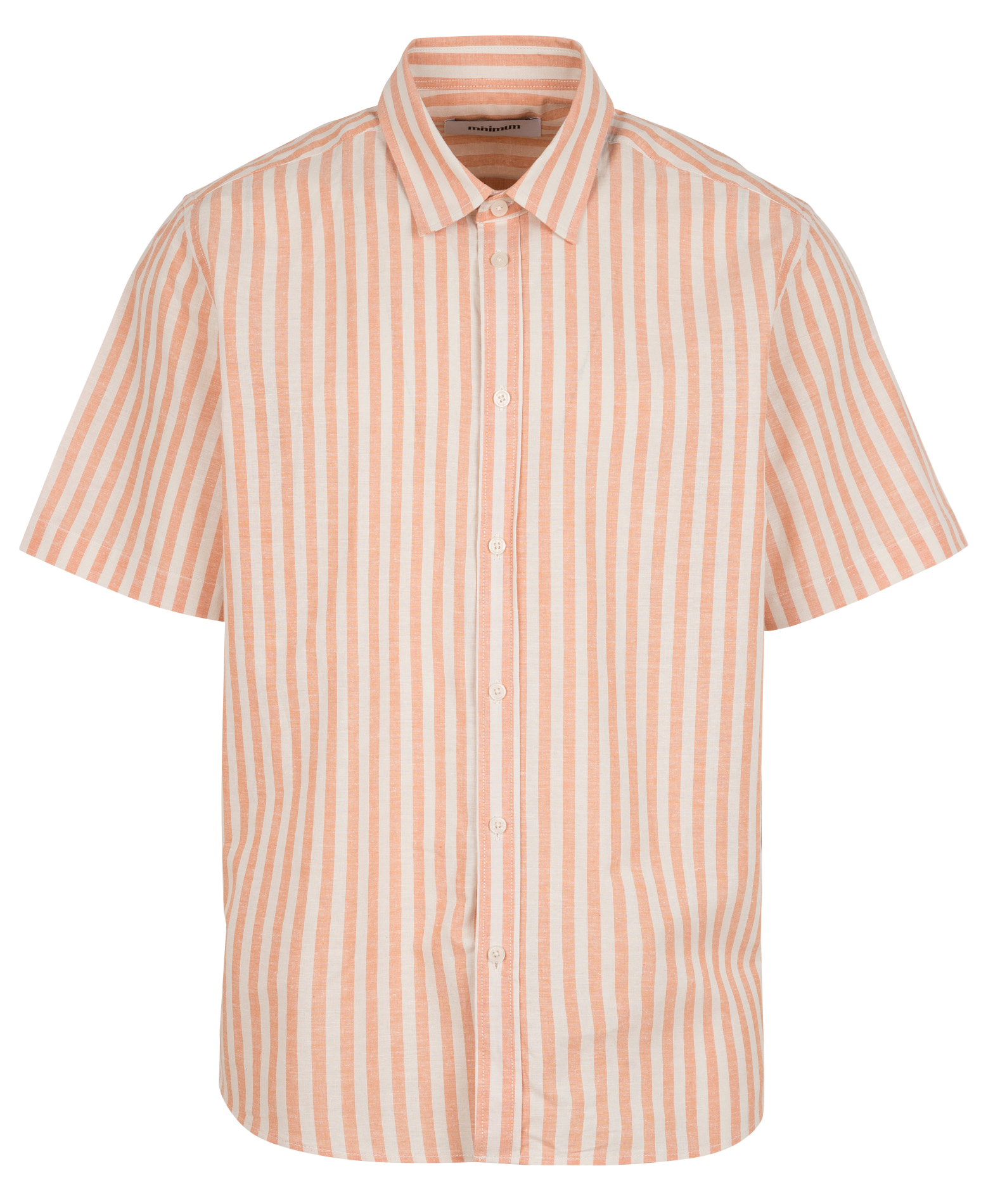 Regular-fit striped organic cotton and linen shirt MINIMUM Orange