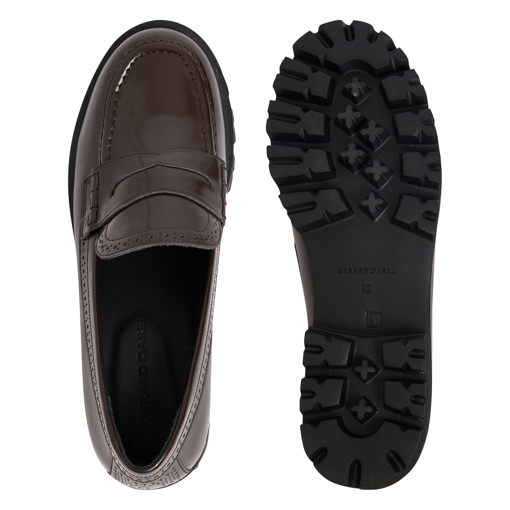 Mocassins à semelle crantée en cuir glacé GERARD DAREL Rouge