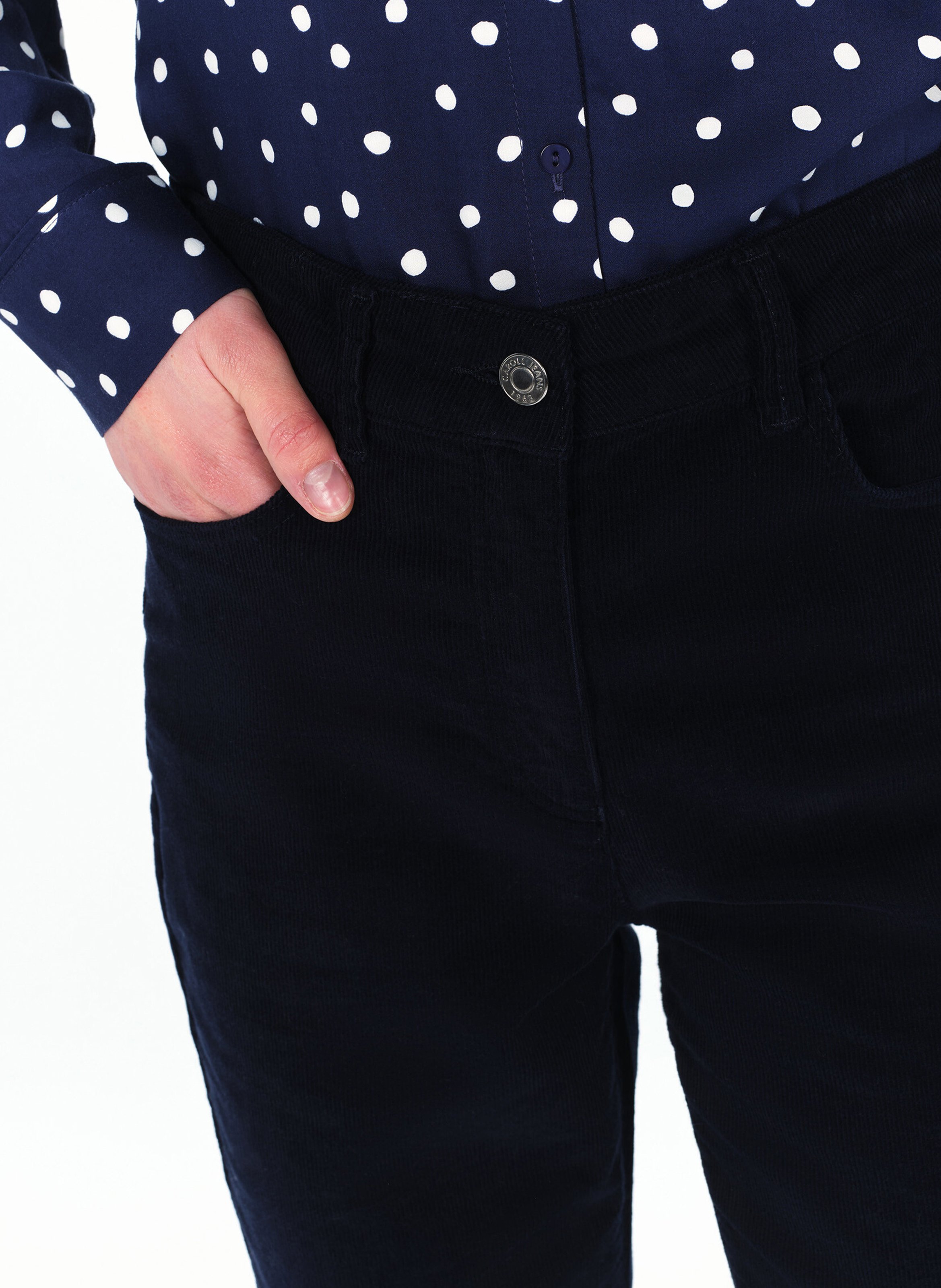Pantalon droit en velours CAROLL Bleu