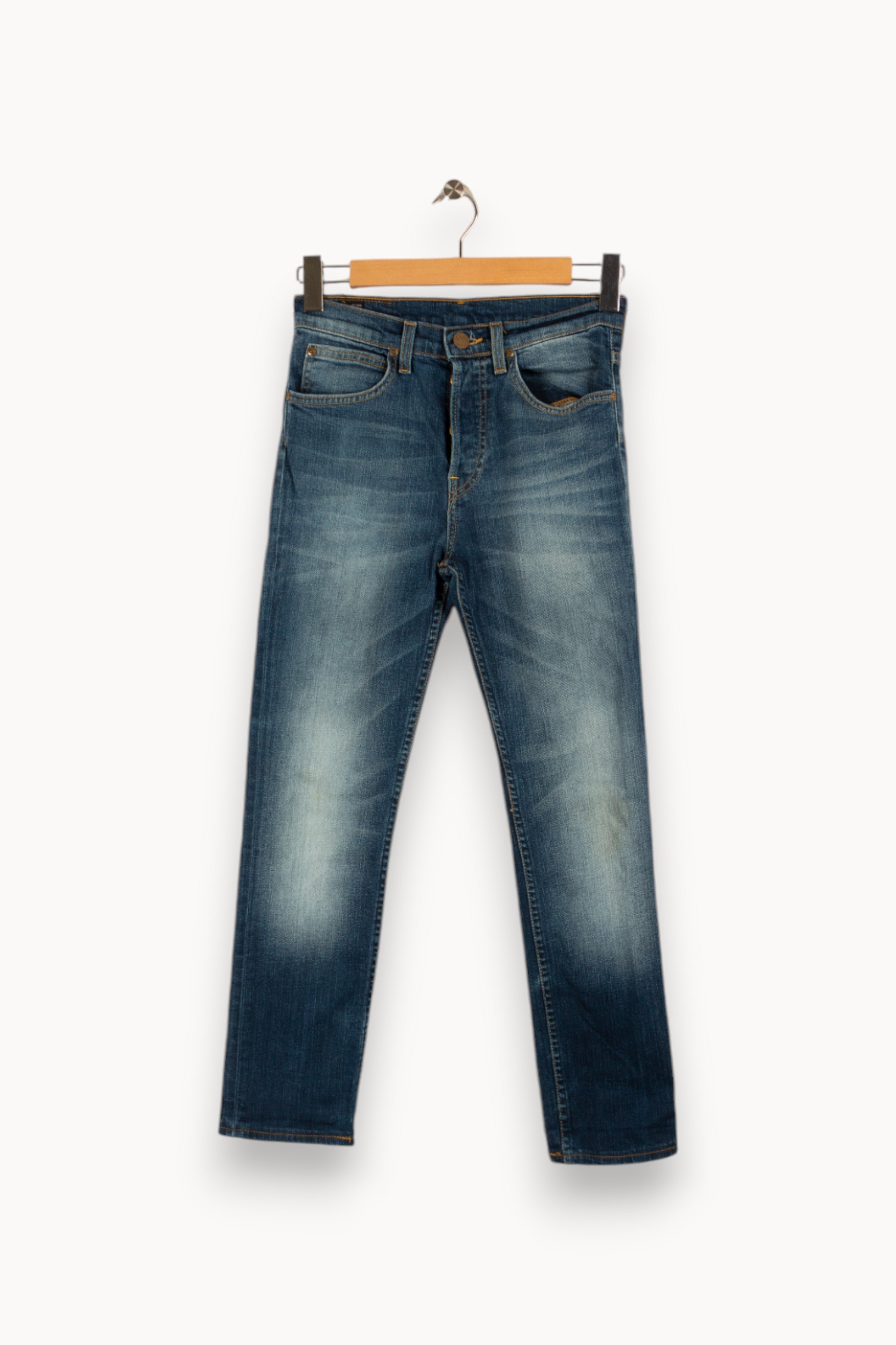 Cropped slim jeans with studs LEE - Seconde Main Blue
