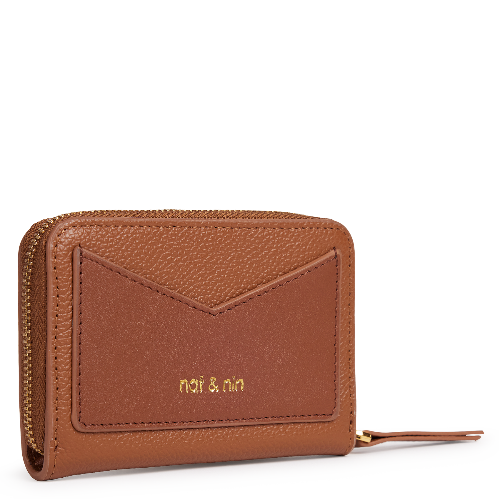 Porte monnaie en cuir NAT & NIN Marron