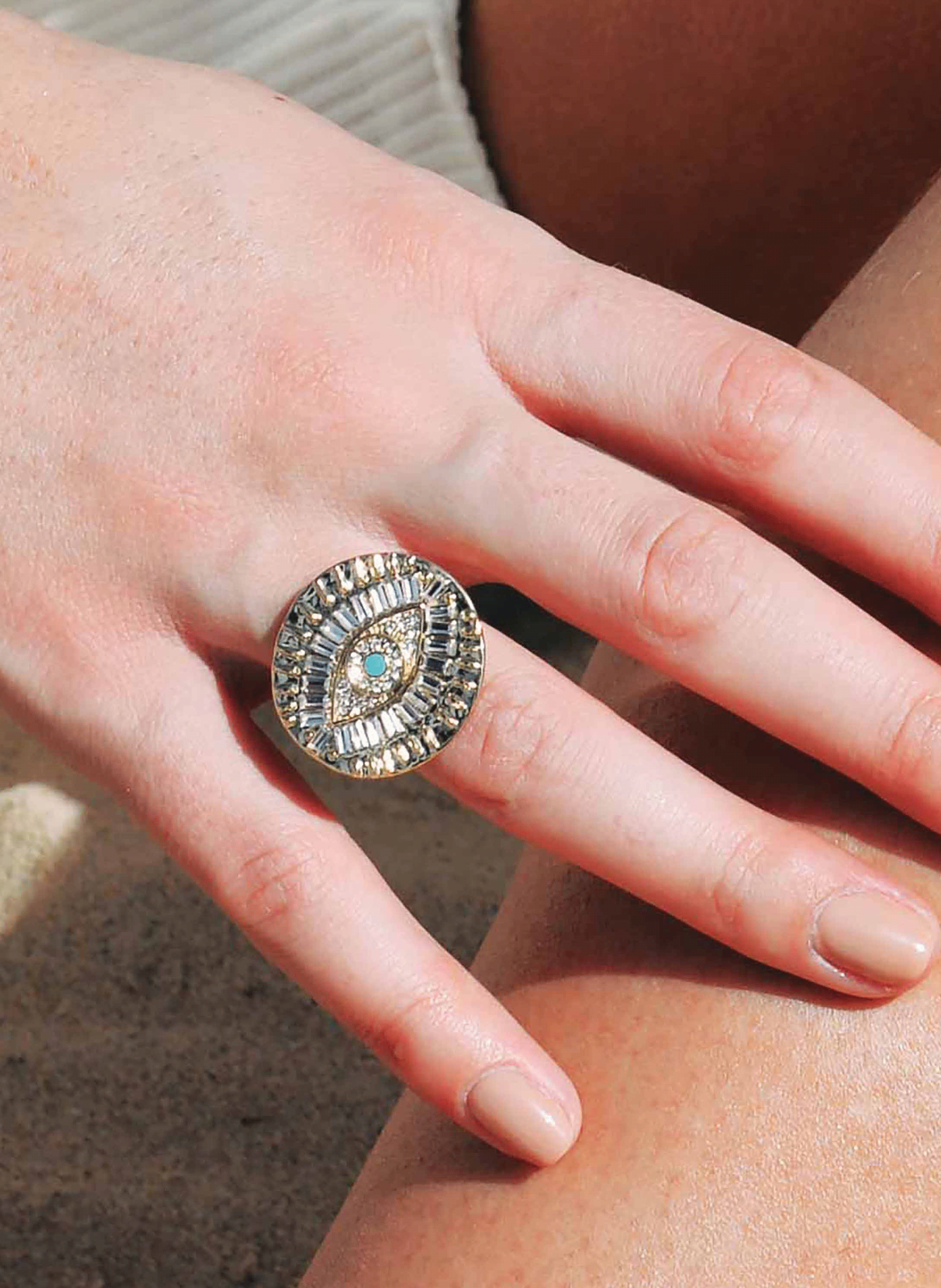 Adjustable golden ring with eye HIPANEMA Golden