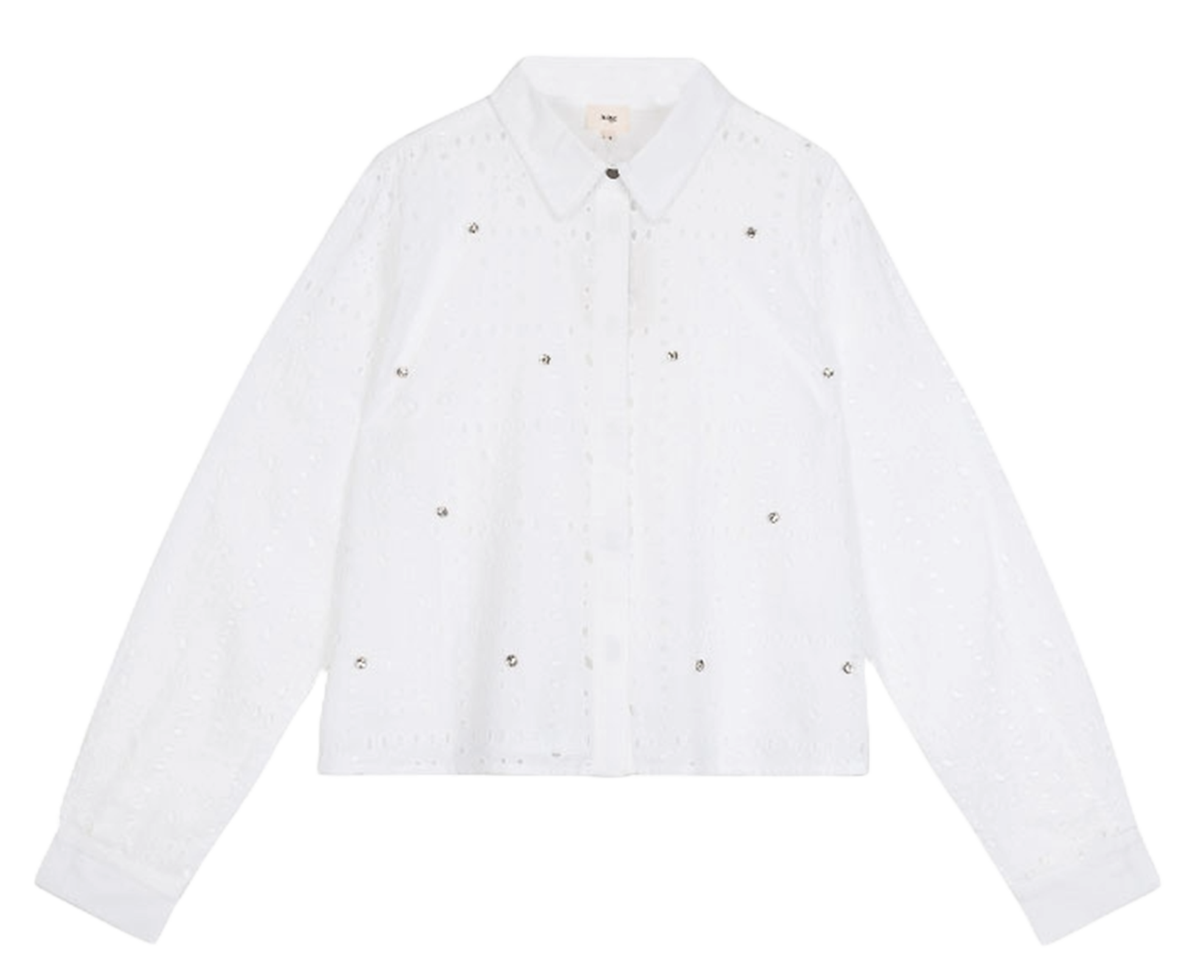 Straight embroidered cotton shirt AN'GE White