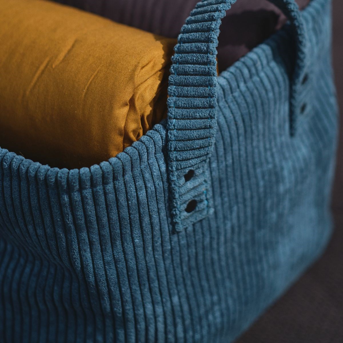 Panier de rangement rectangle en velours FACTORY Bleu