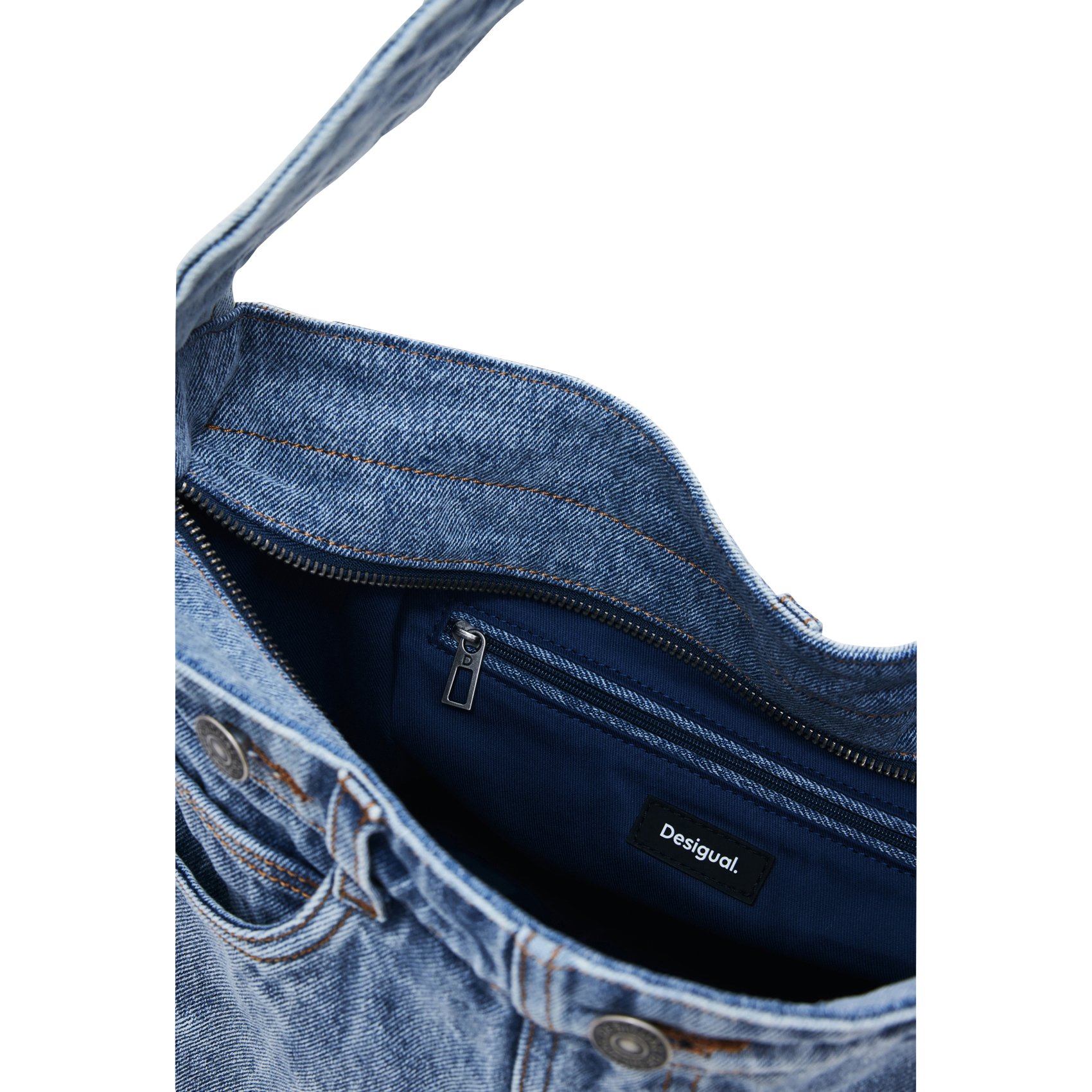 Sac porté épaule en jean DESIGUAL Bleu