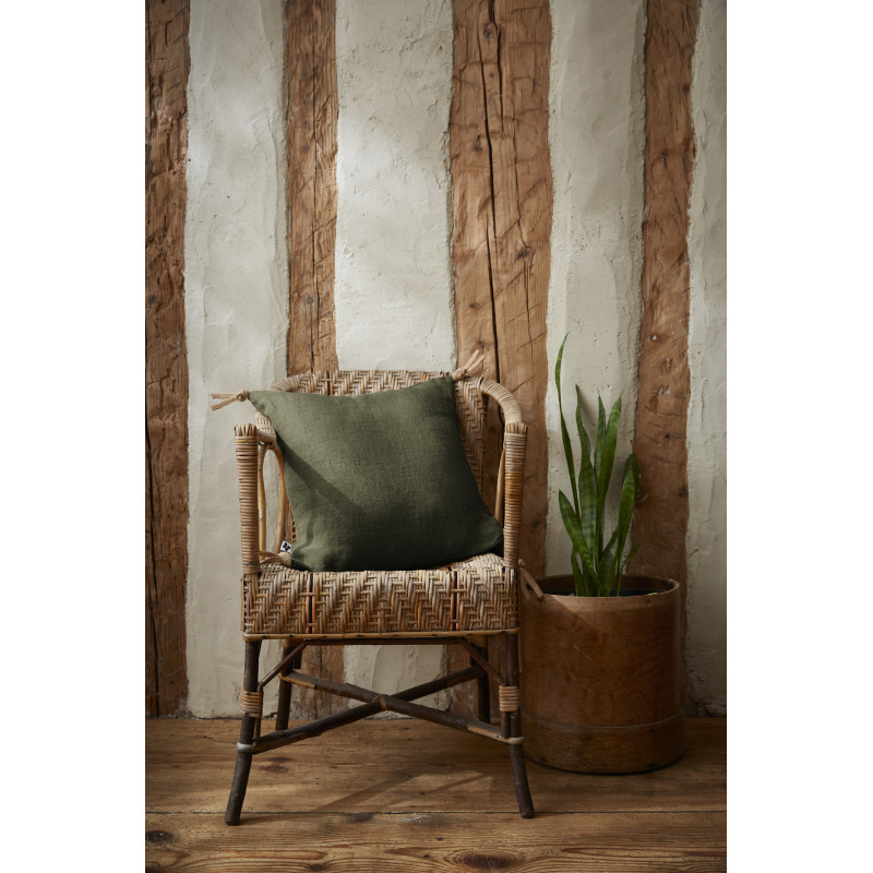 Coussin déco déhoussable 100% coton L'EFFET PAPILLON Vert