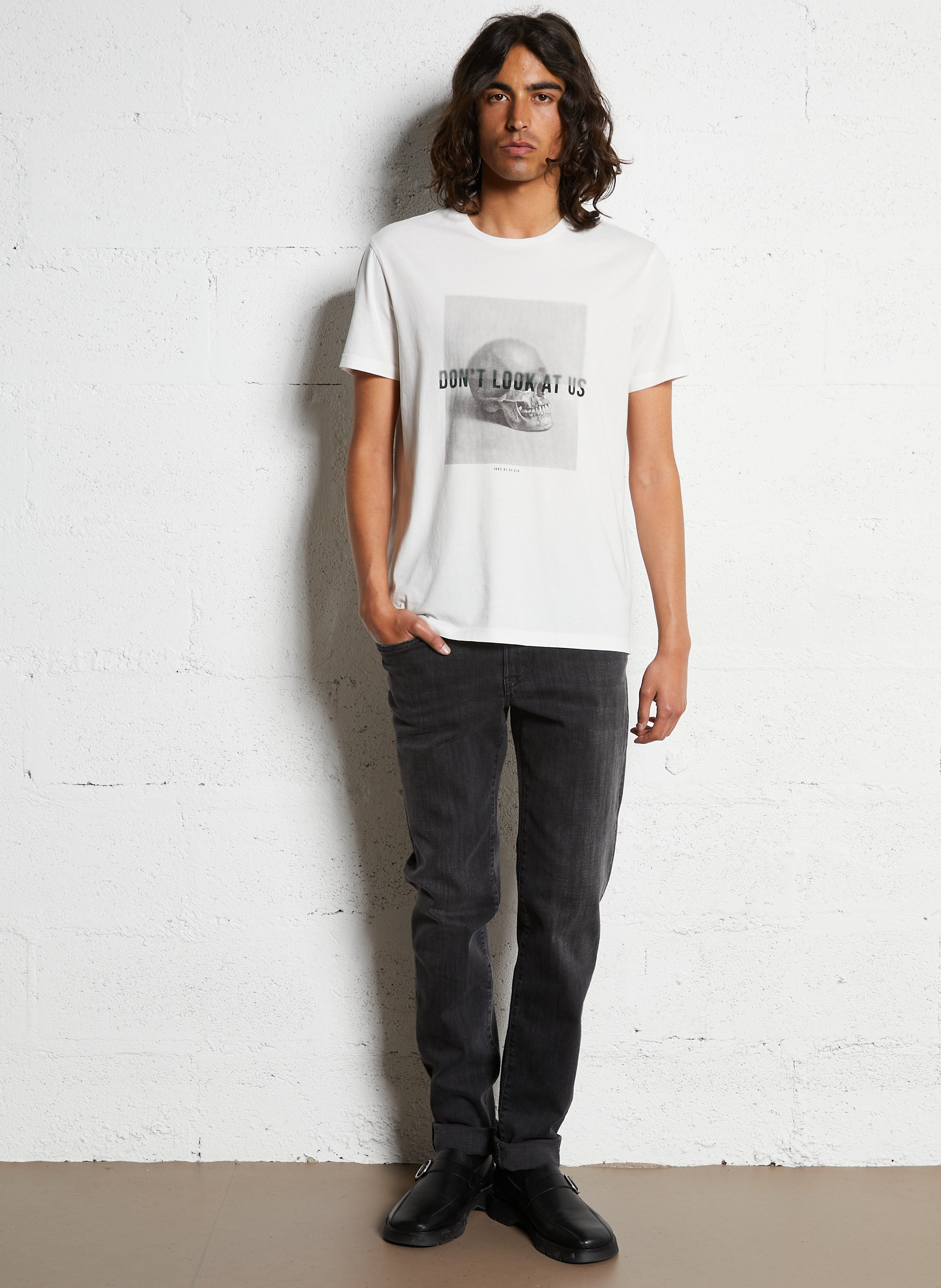 Straight-cut printed cotton T-shirt IKKS White