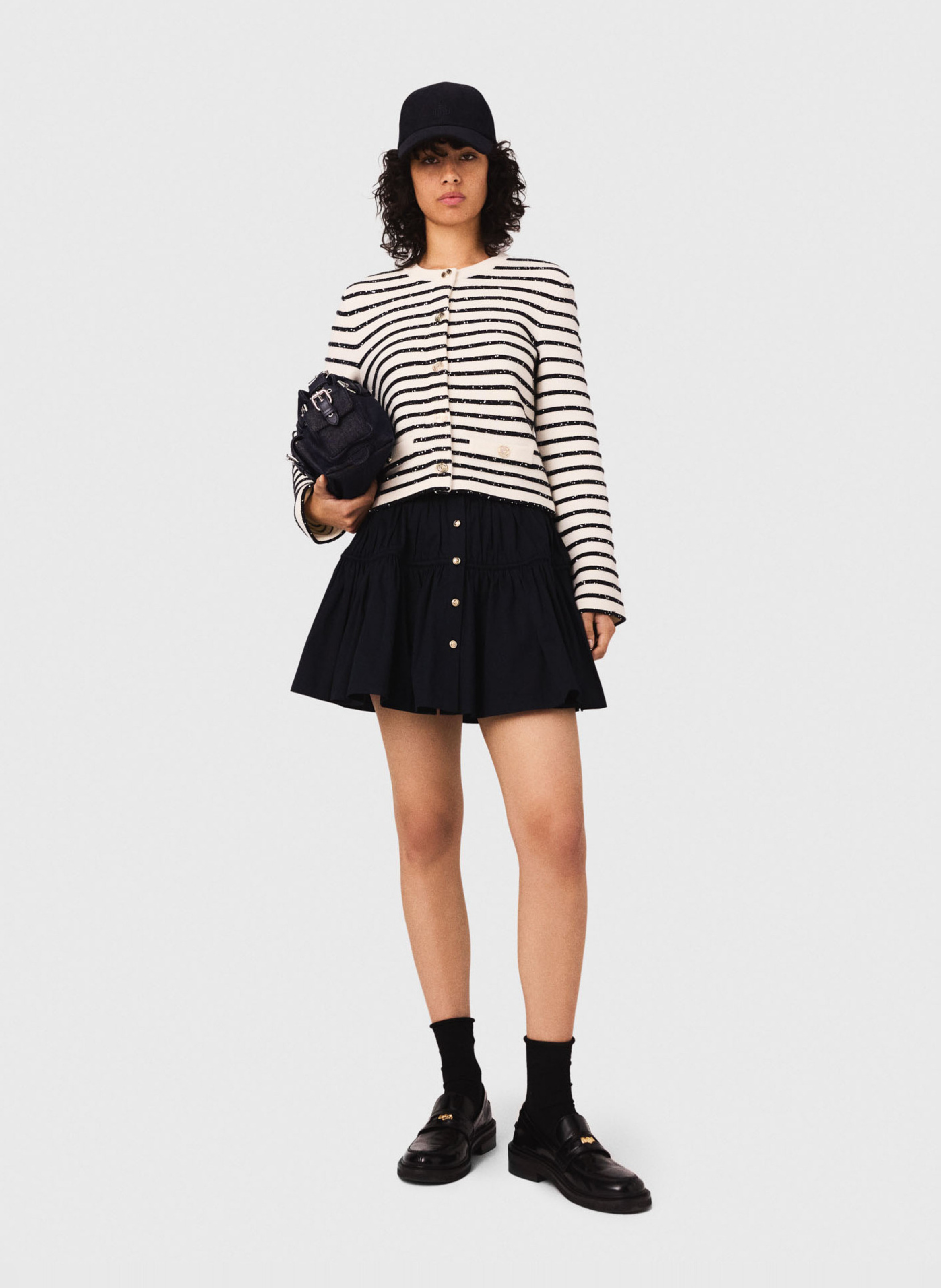 Round neck striped vest MAJE White