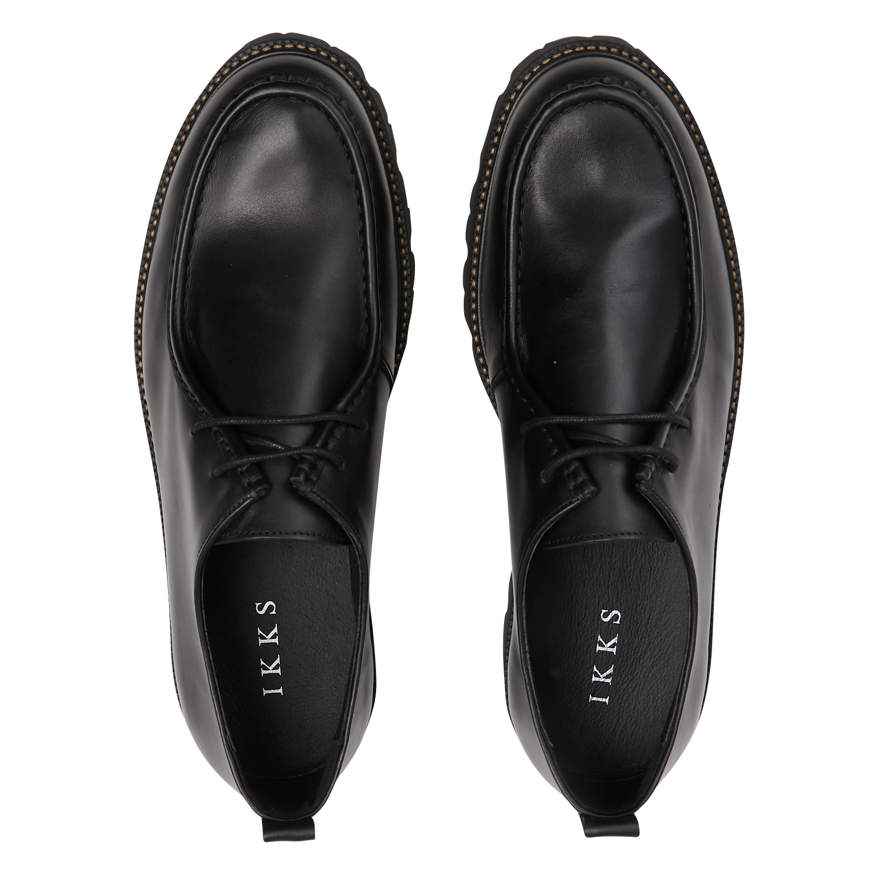 Lace-up plain leather derbies IKKS Black