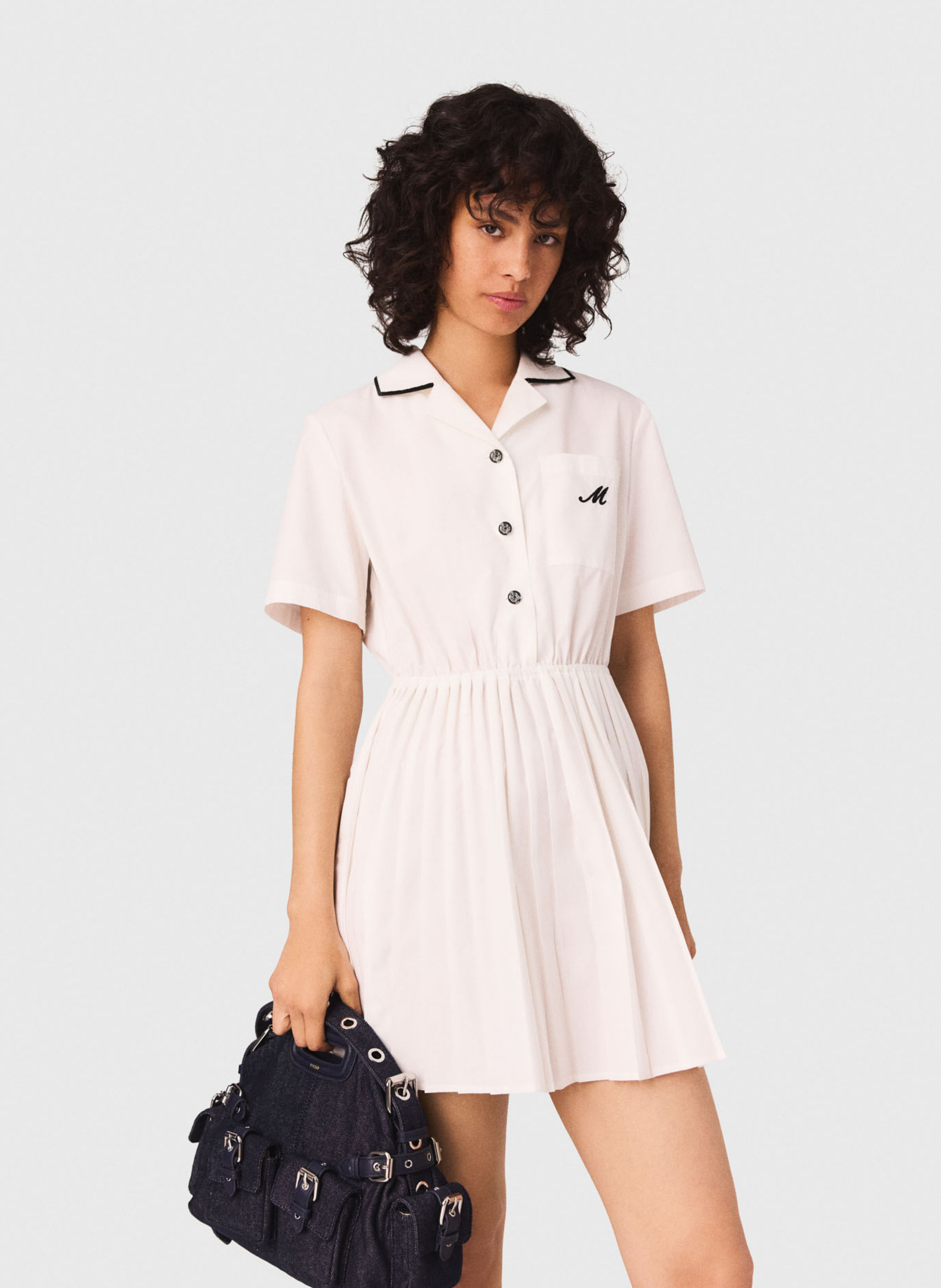 Short dress with shirt collar MAJE White