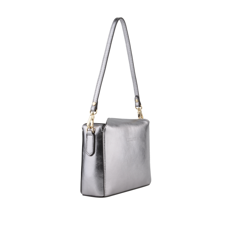 Crossbody bag - cowhide leather POURCHET Grey