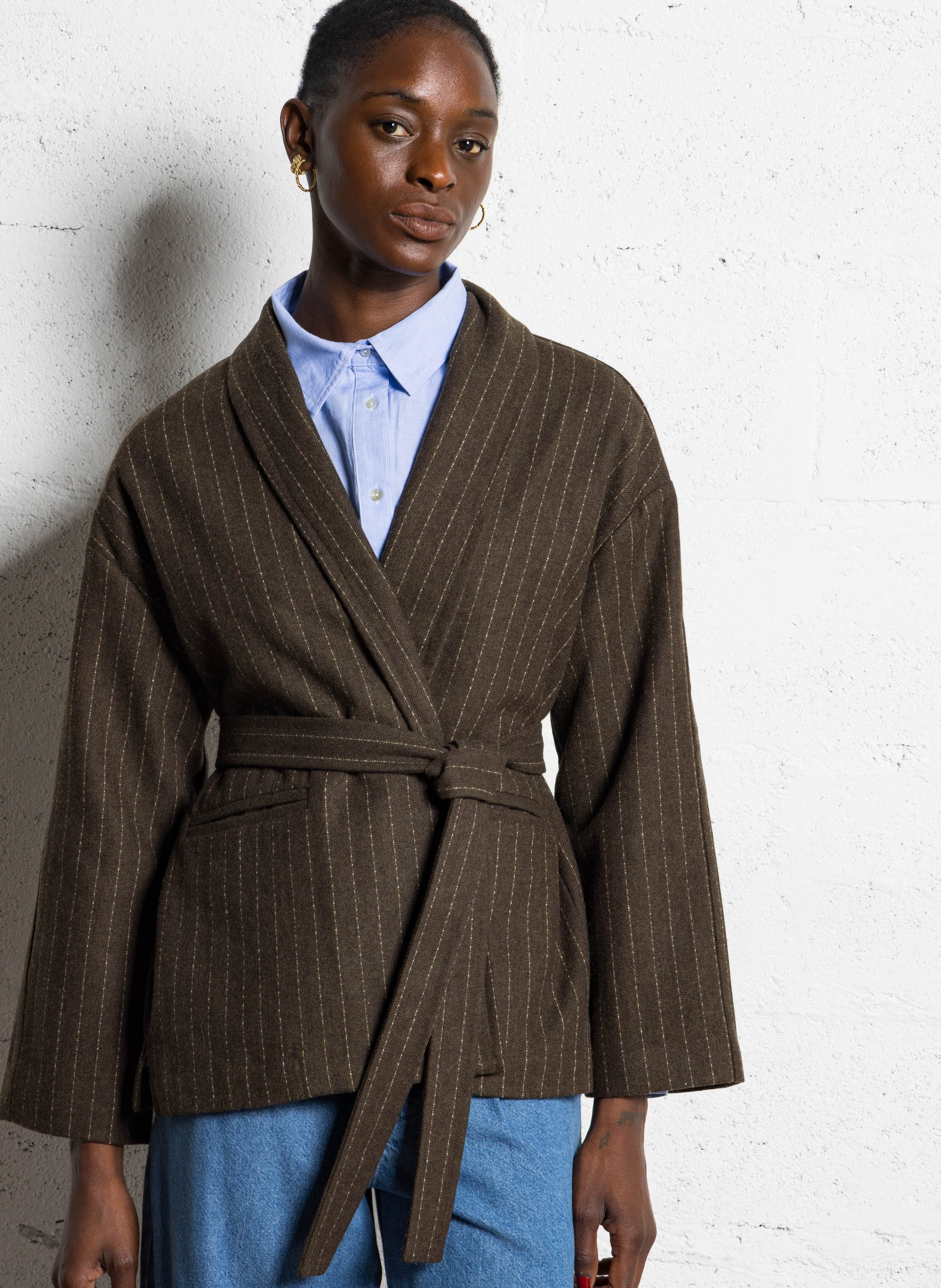 Jacket with tailored collar BELLA JONES Brown