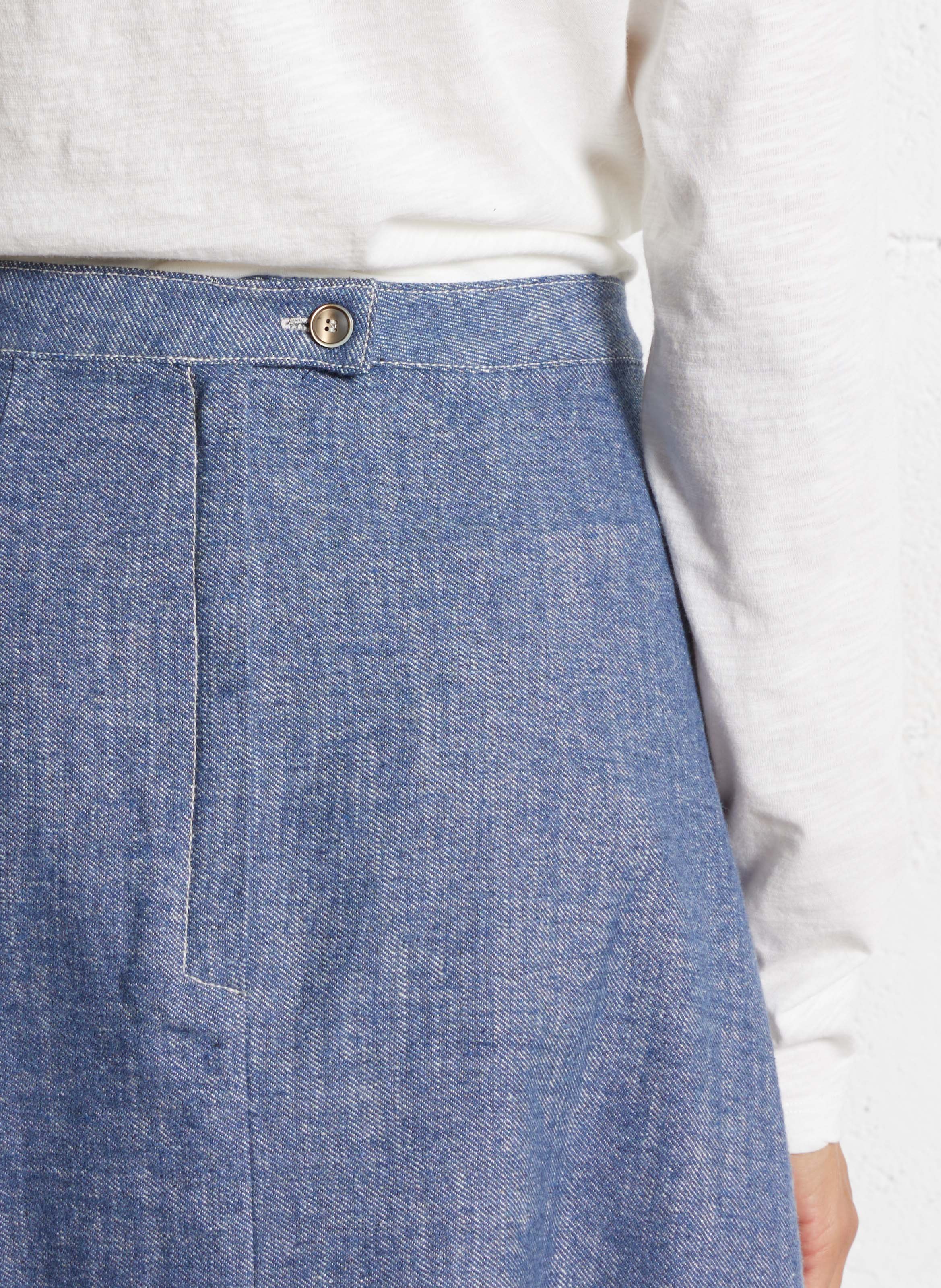 Jupe évasée en coton mélangé BENSIMON Bleu