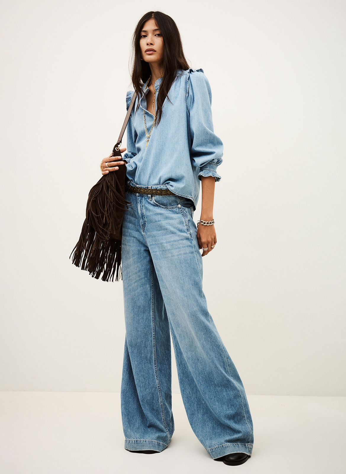 Top droit col rond en coton BA&SH Bleu