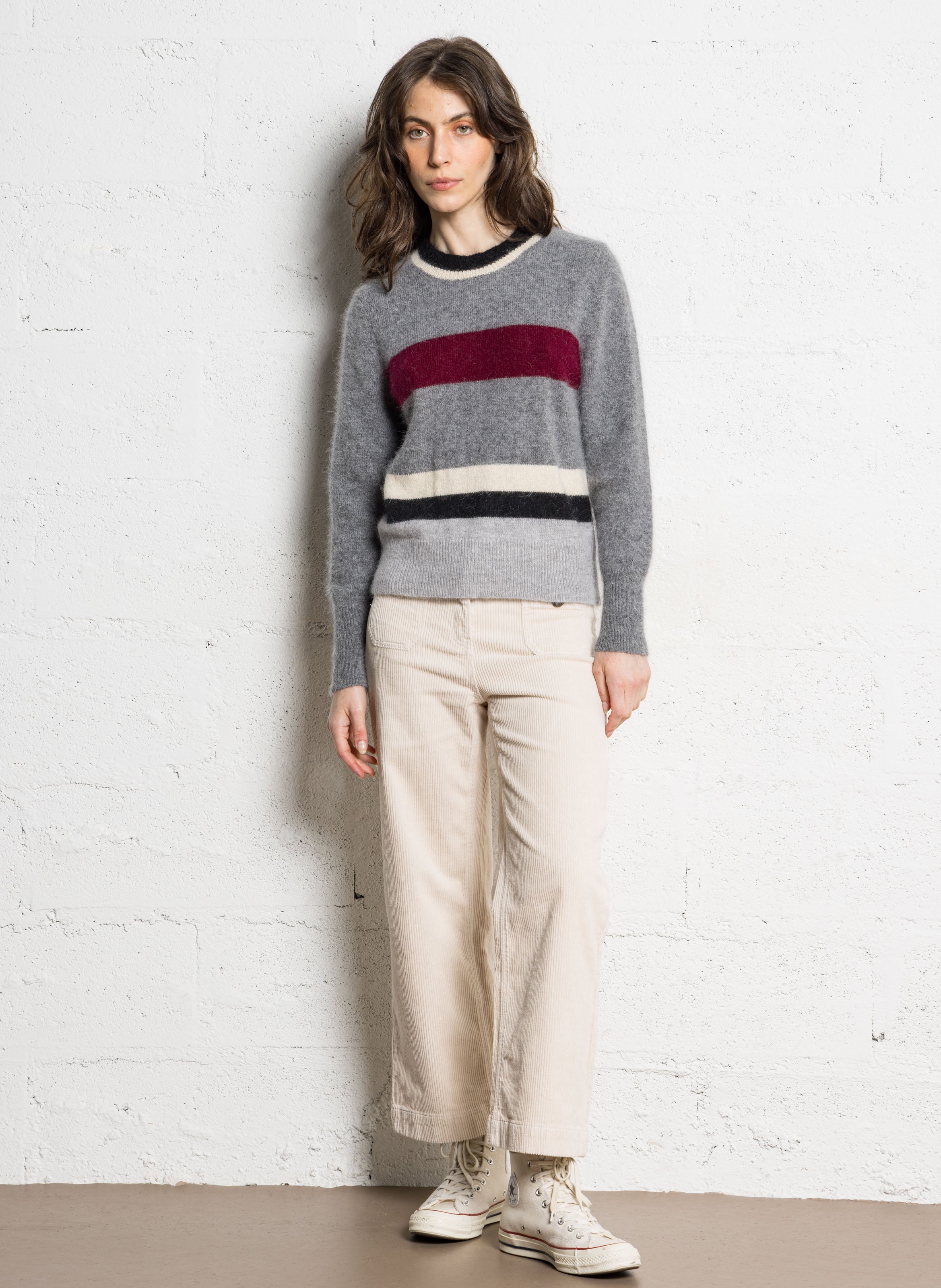 Pull col rond en laine mélangée SOPHIE+LUCIE Gris