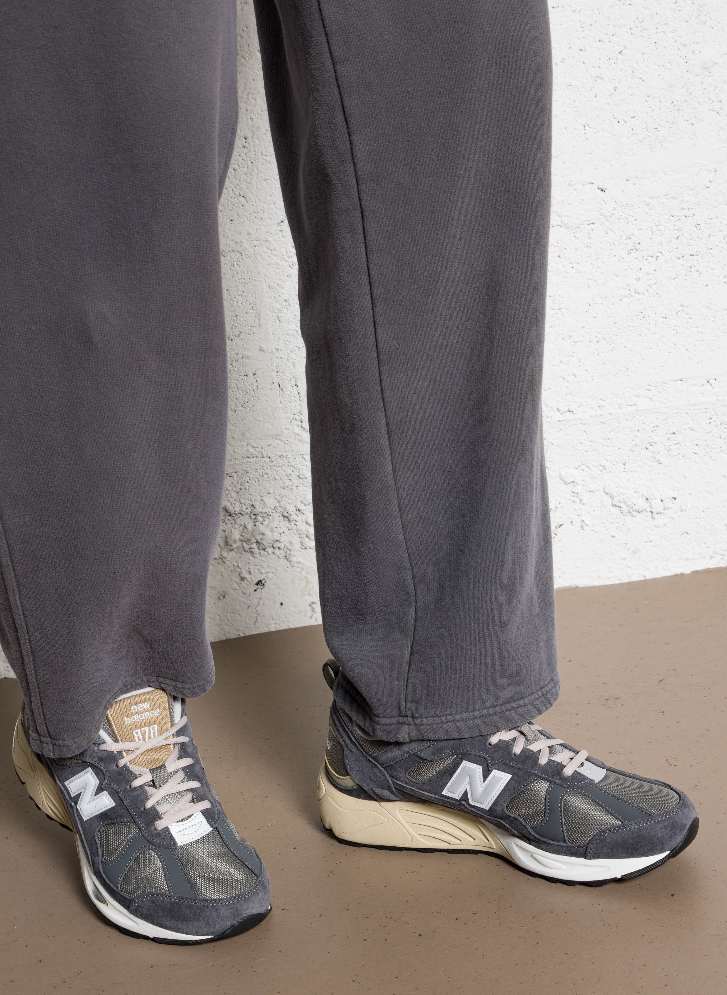 Low-top leather mix sneakers NEW BALANCE Grey