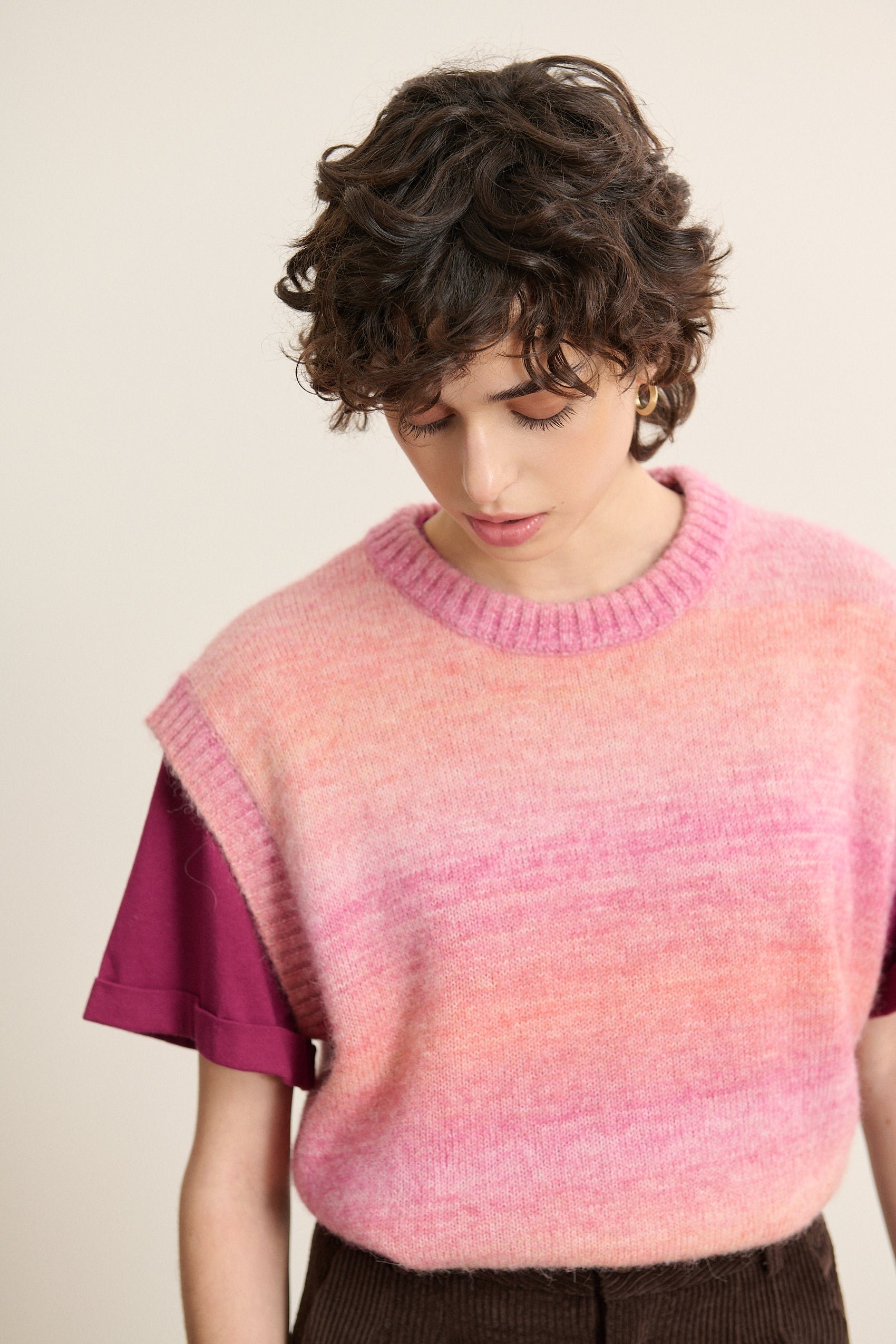 Sleeveless tie-dye sweater GARANCE PARIS Pink