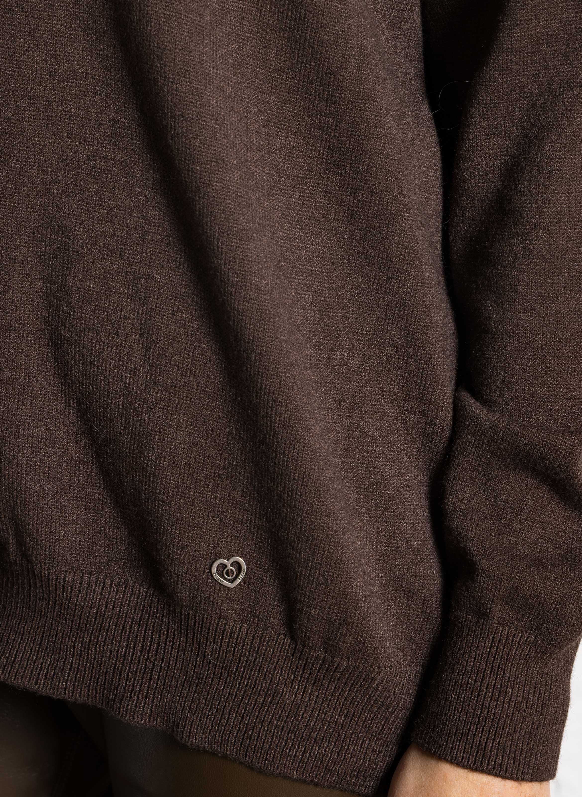 Pull droit col V uni PLEASE Marron