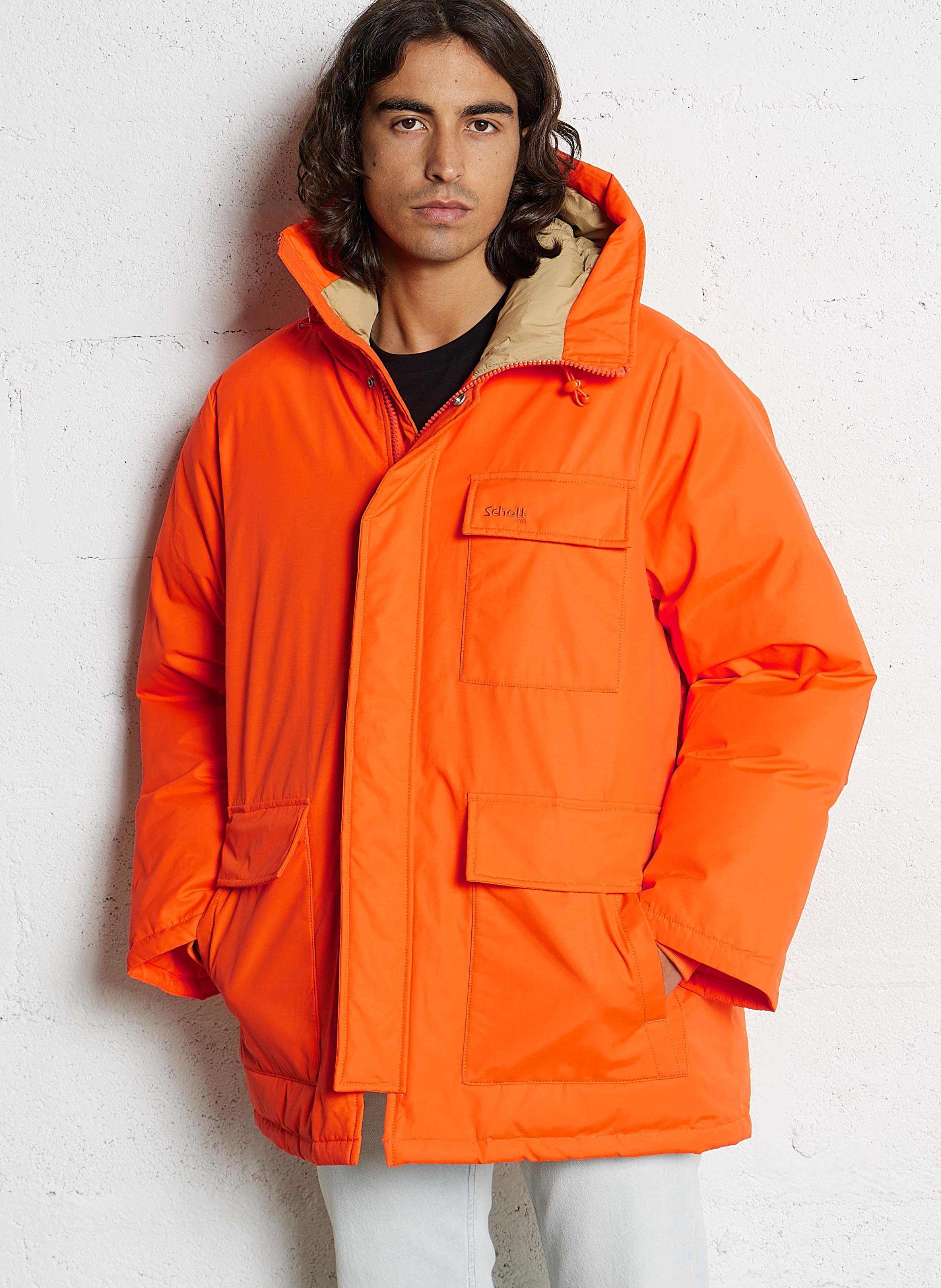 Straight hooded parka in blended cotton SCHOTT