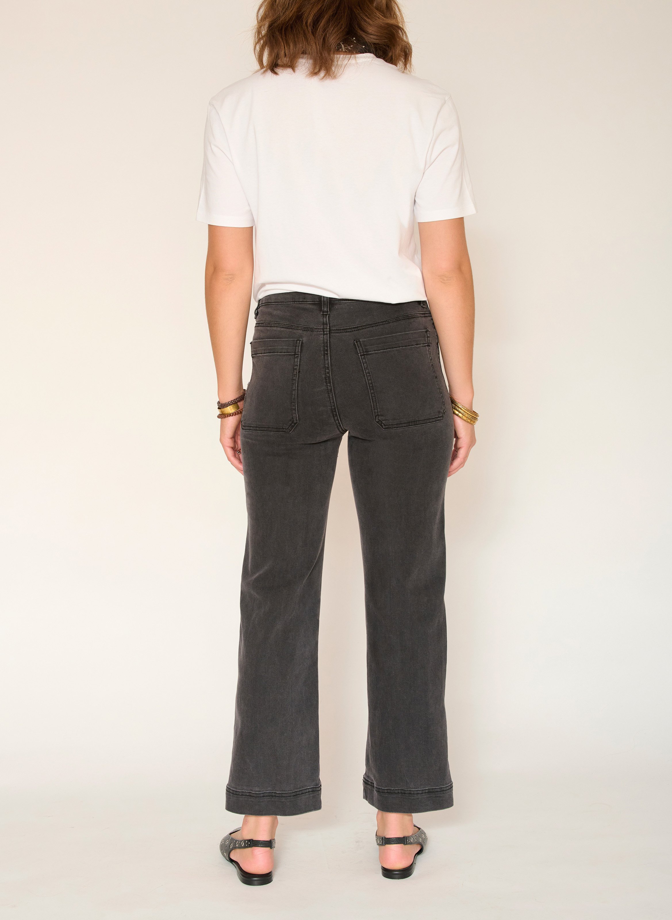 Jean droit en coton mélangé MKT Noir