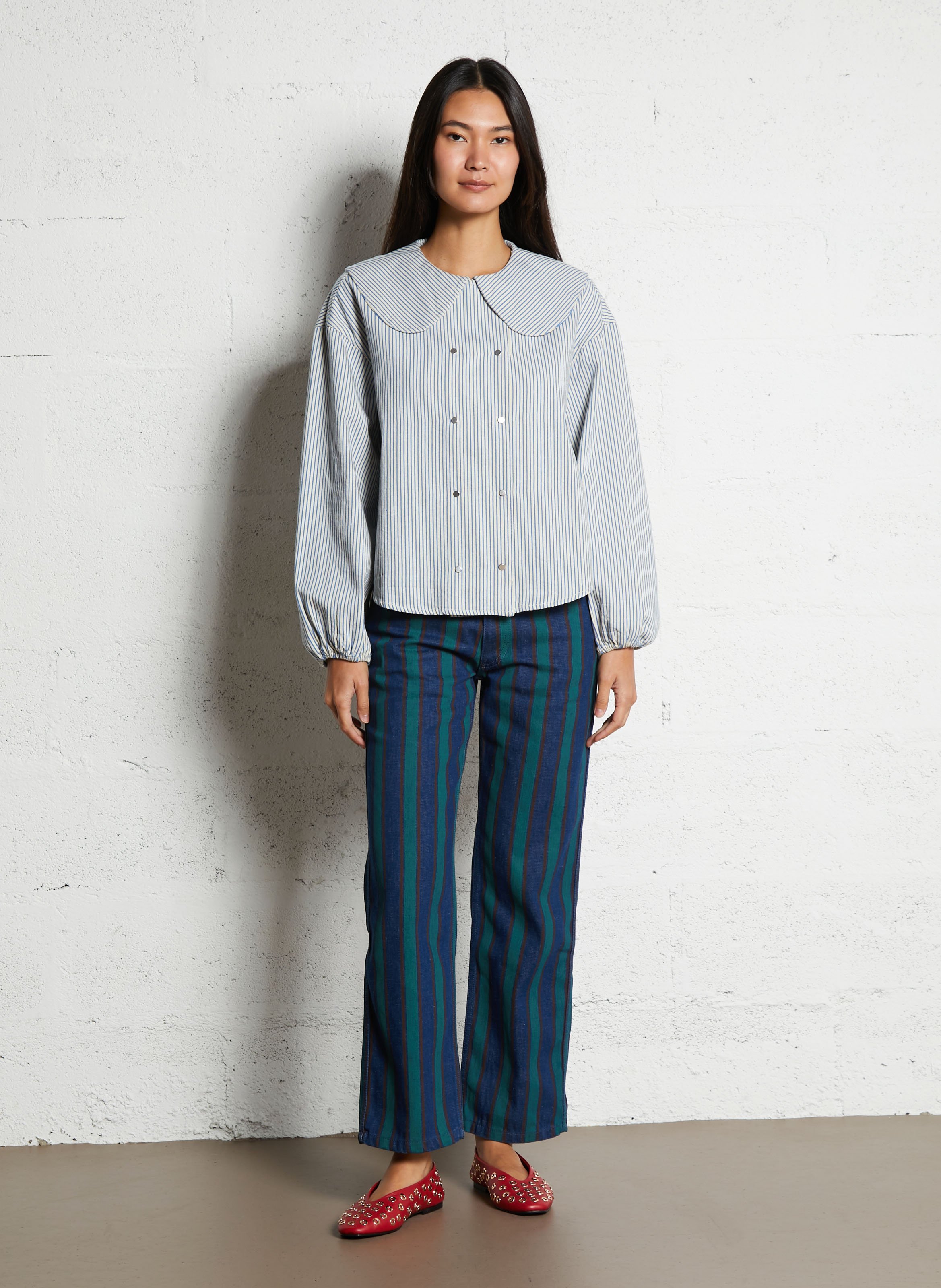 Chemise ample col claudine en coton THE TINY BIG SISTER Beige