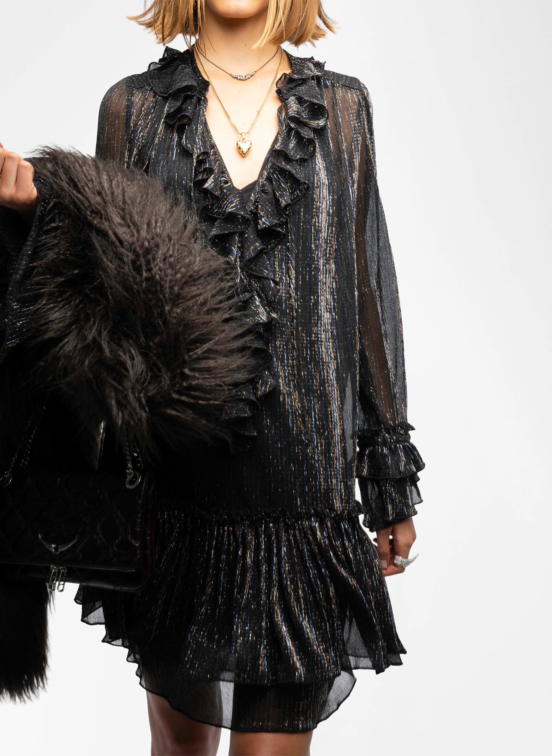 Robe courte droite col V ZADIG&VOLTAIRE Noir