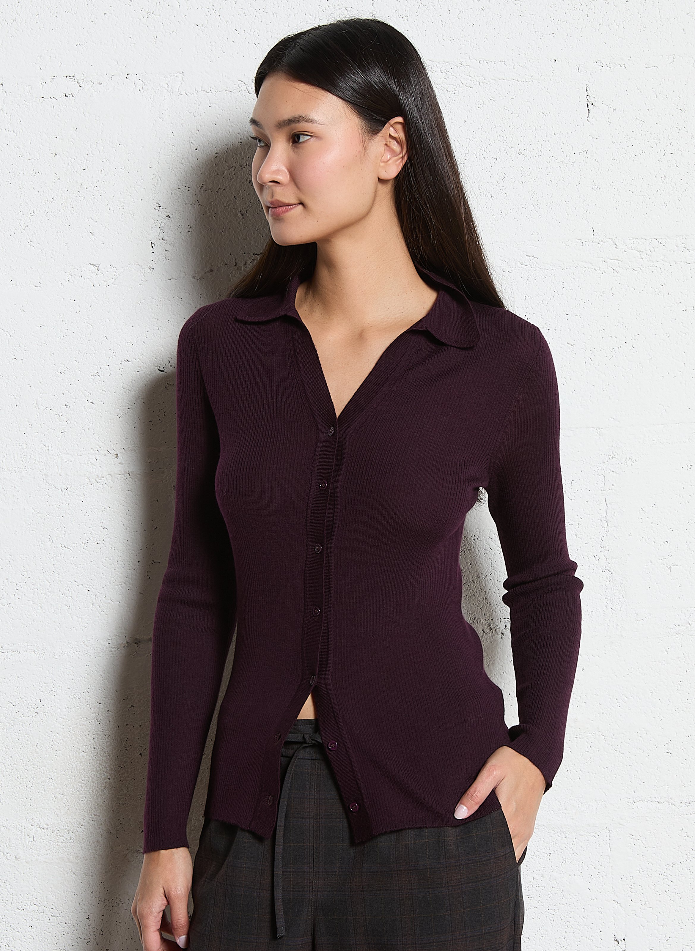 Recht vest met V-hals van wol MAJESTIC FILATURES