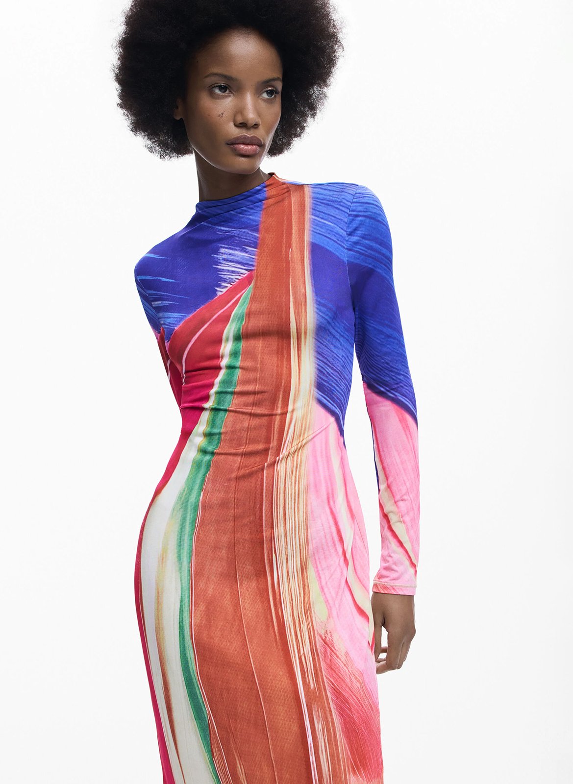 Robe midi col rond  DESIGUAL Multicolore