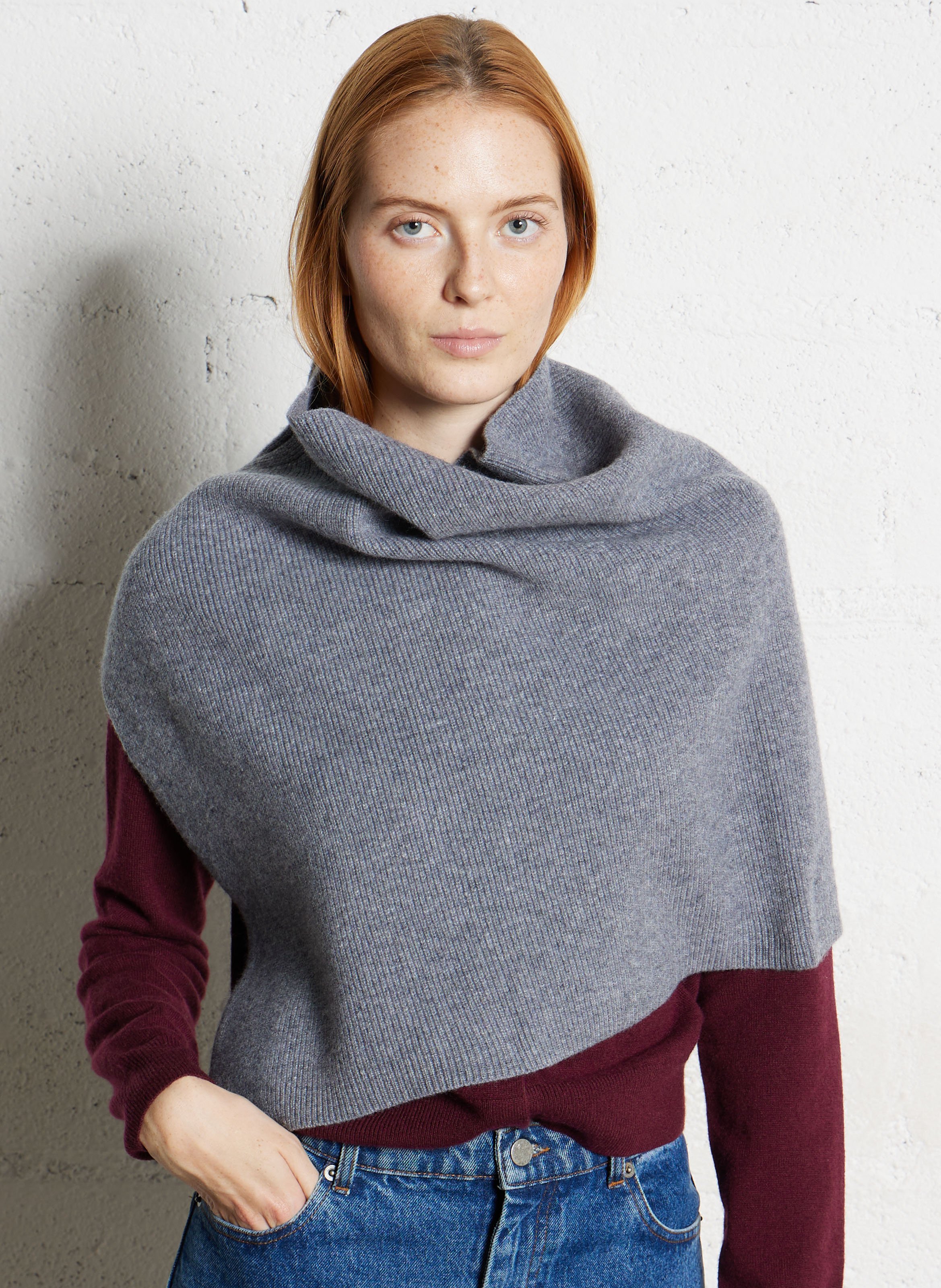 Alaska - Einfarbiger Schal aus Wolle SUNCOO Grau