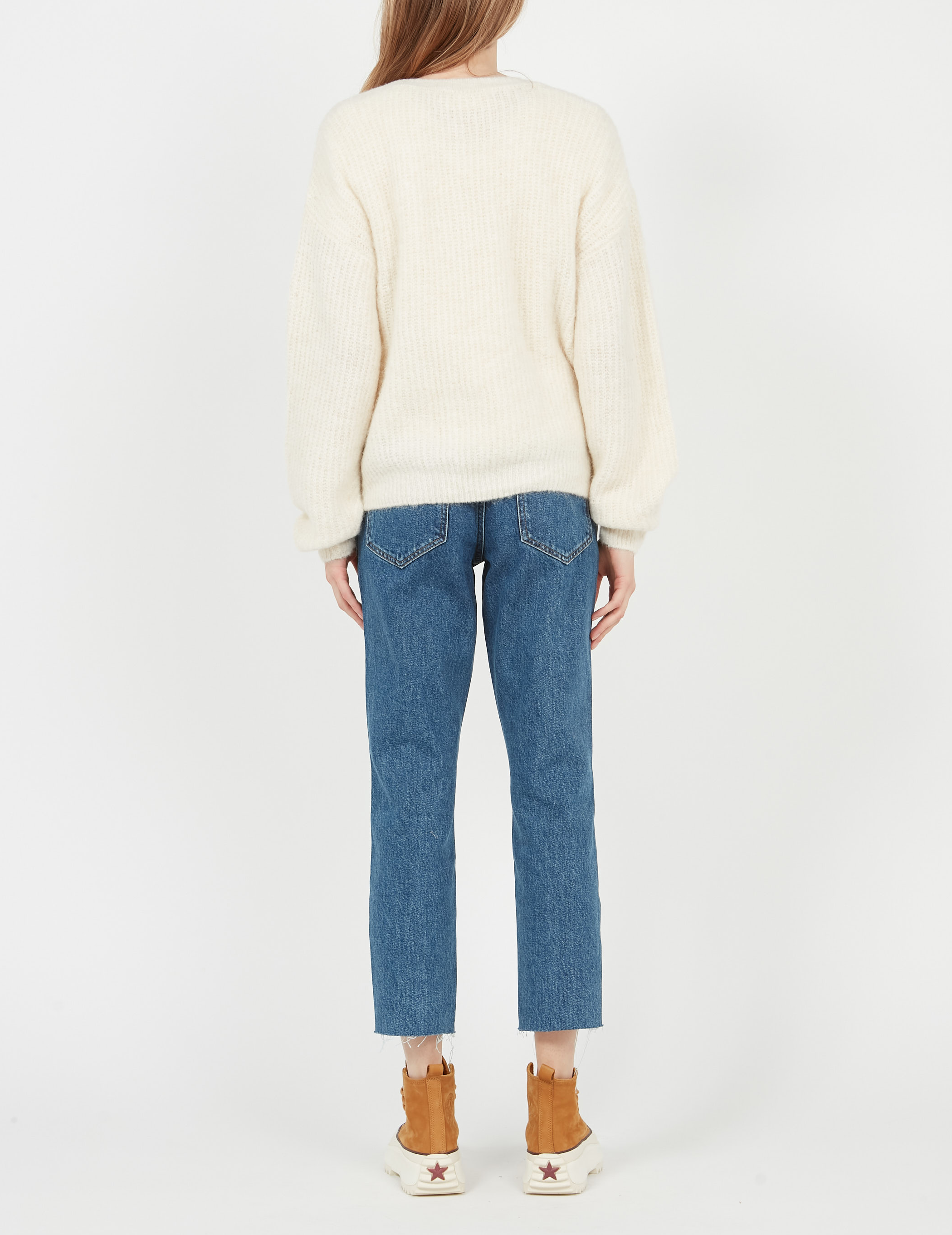 Pull droit à maille duveteuse en laine mélangée AMERICAN VINTAGE Beige