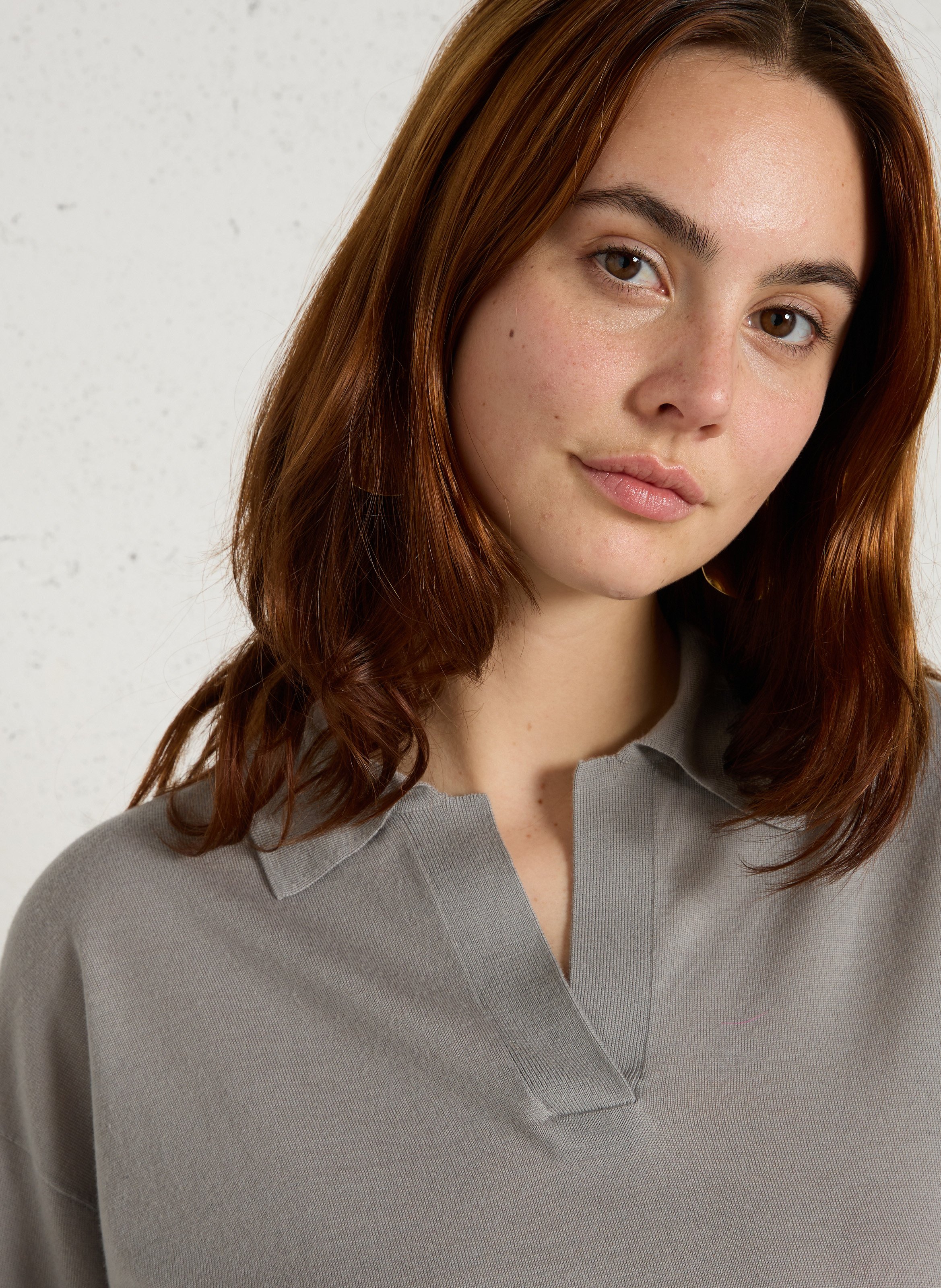 Wollpullover mit Polokragen SOEUR Grun