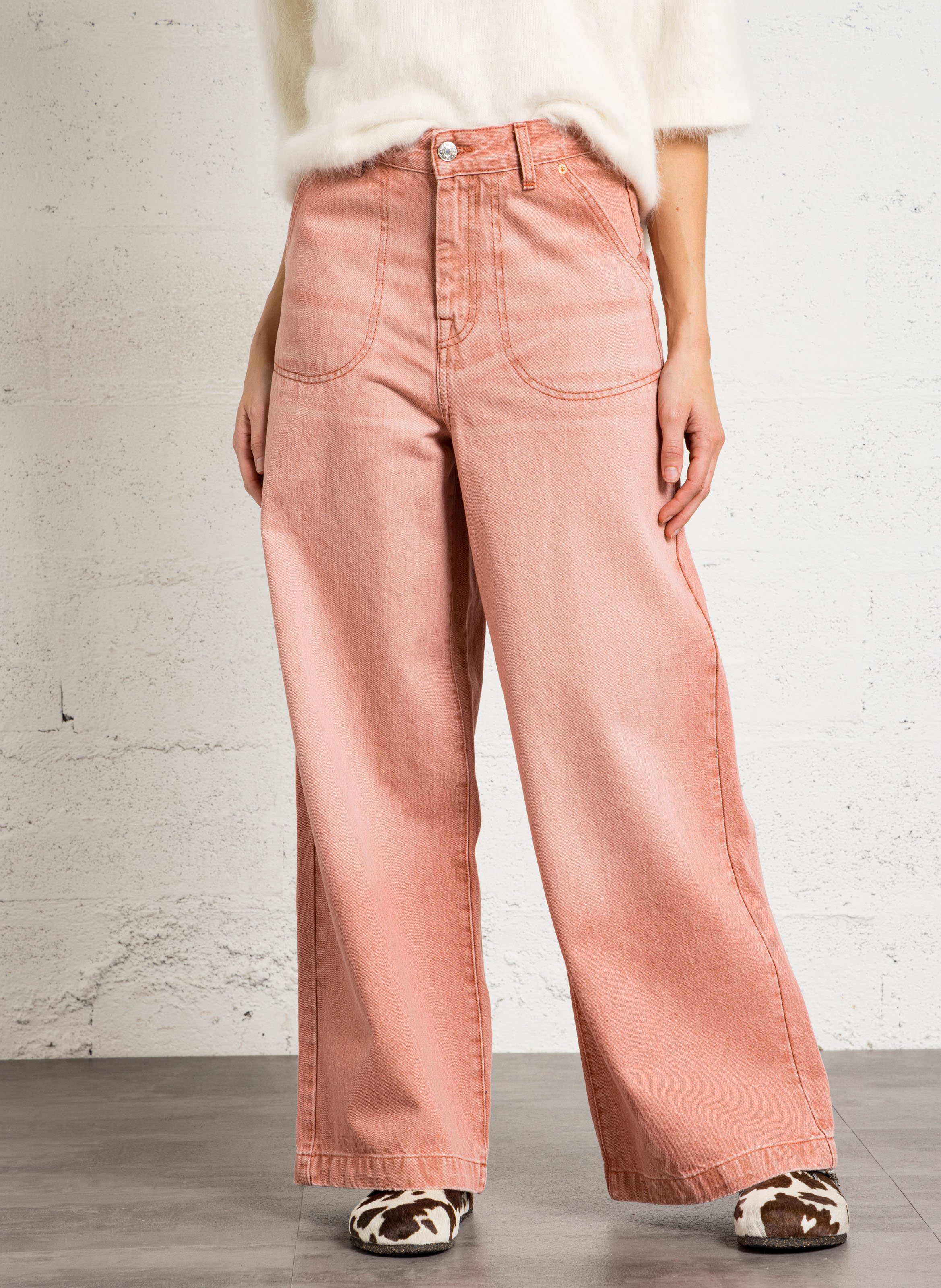 Weit geschnittene Stone-Washed-Jeans BELLEROSE Rosa