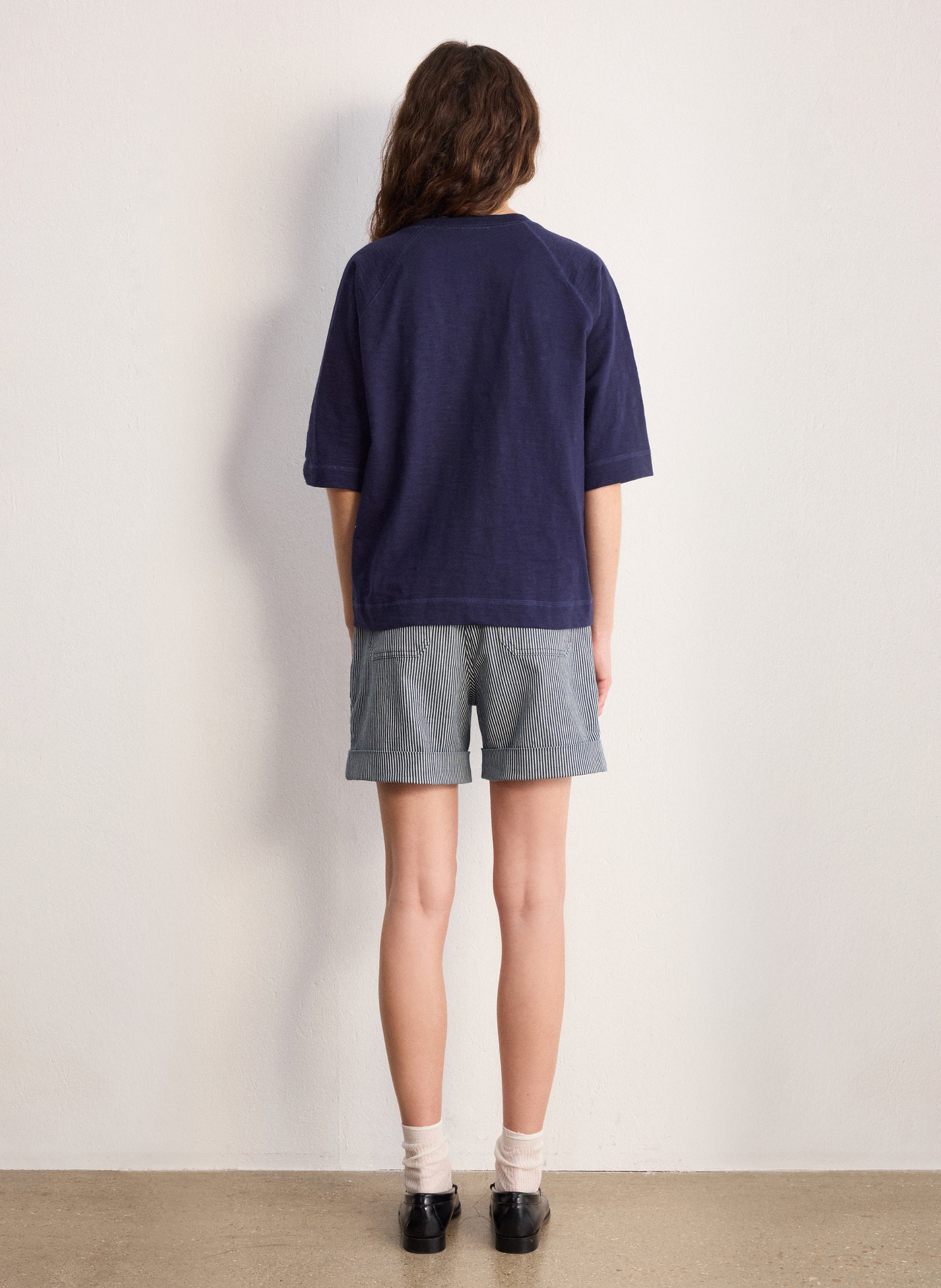 Tee-shirt oversize col rond en coton PABLO Bleu