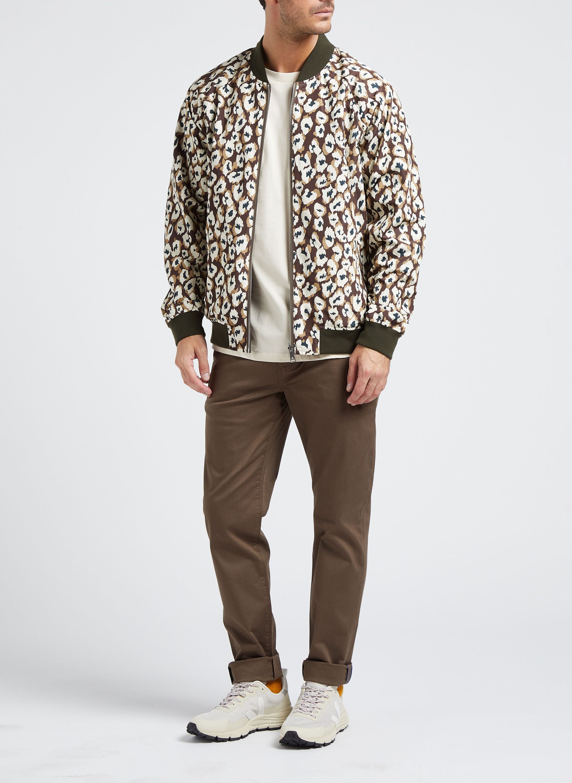 Blouson col rond à imprimé léopard réversible SCOTCH AND SODA Kaki