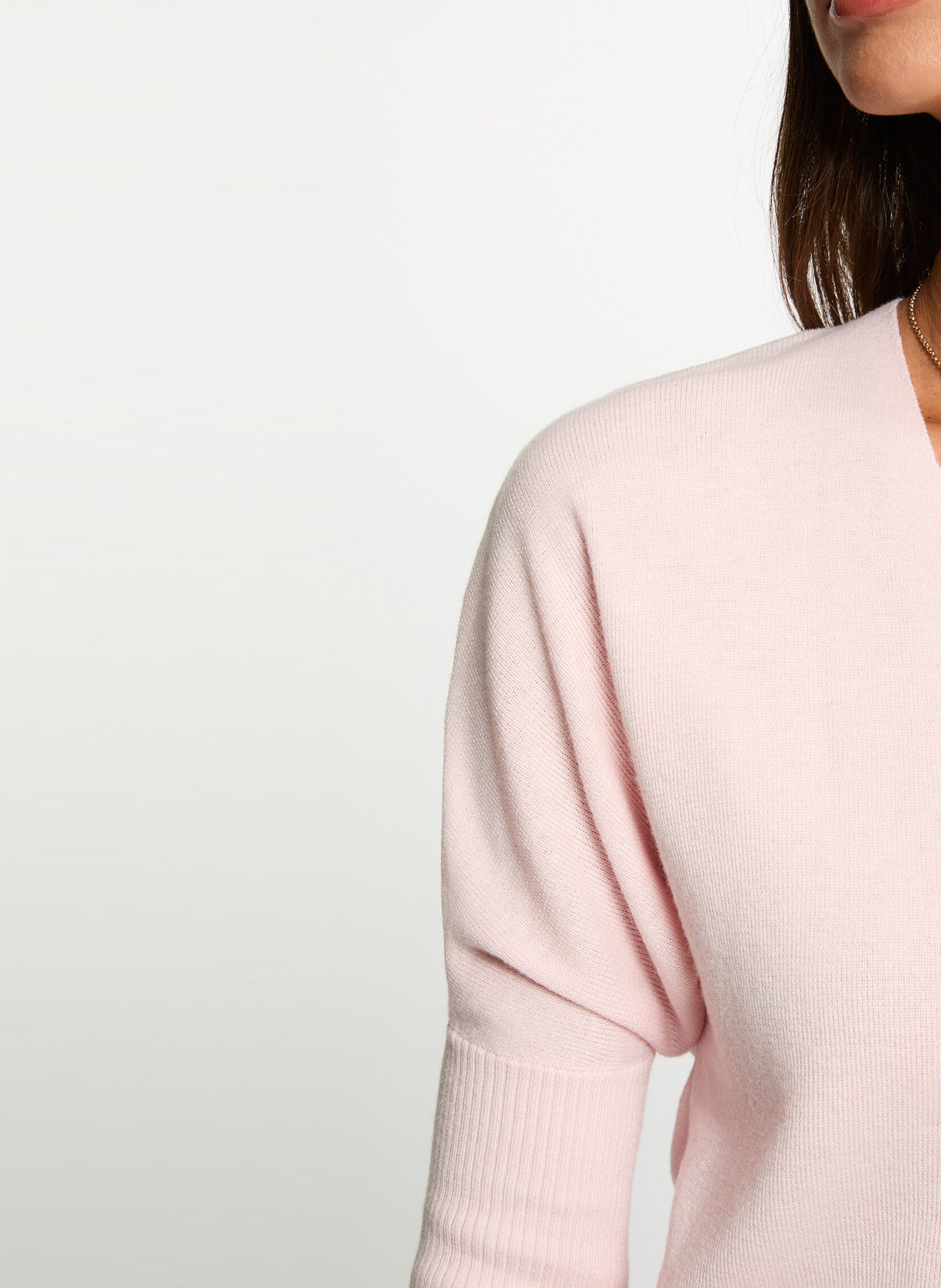 Gilet col v ajusté à boutons uni Pink