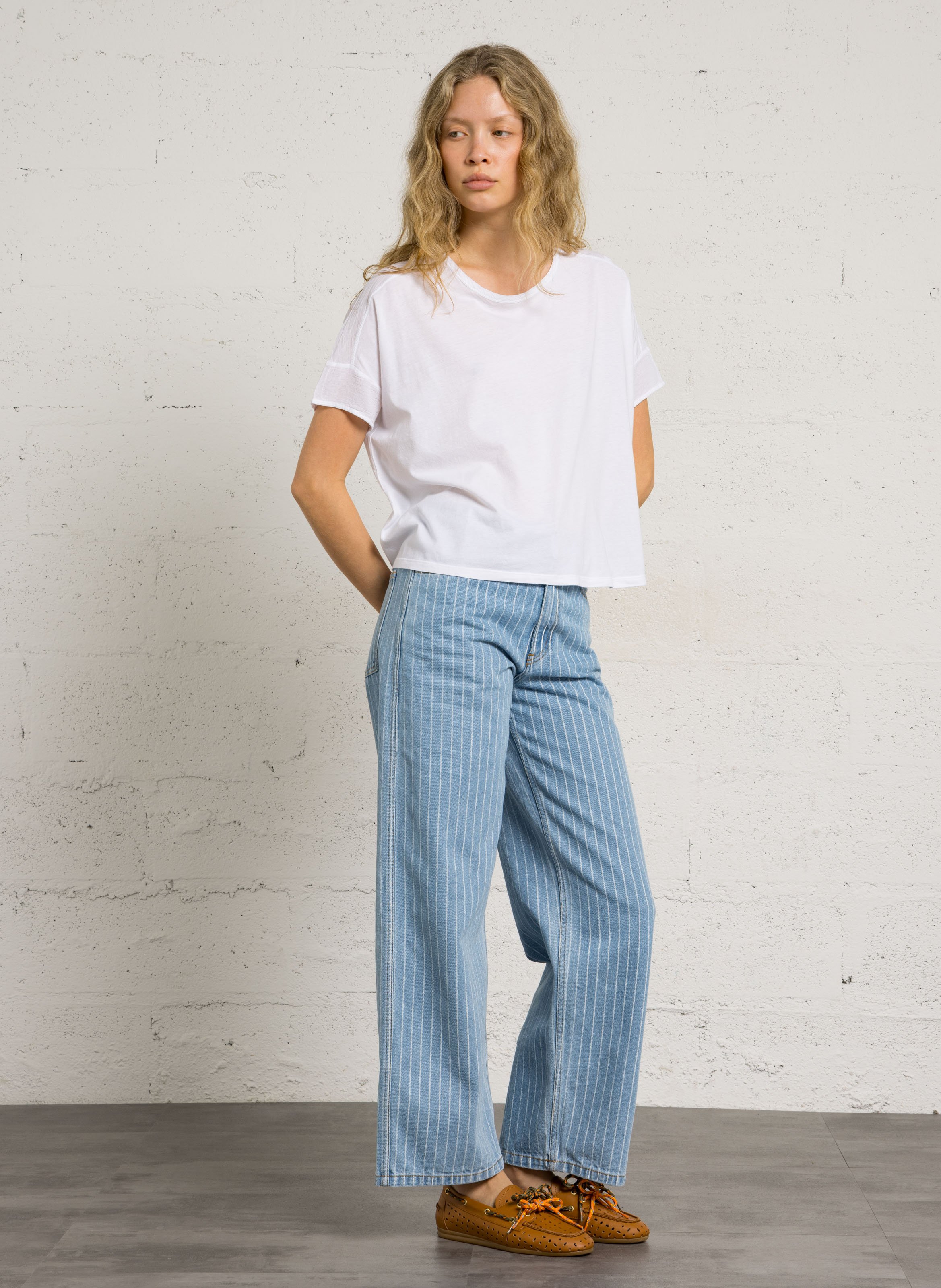 Katoenen T-shirt met ronde hals  BELLA JONES Wit