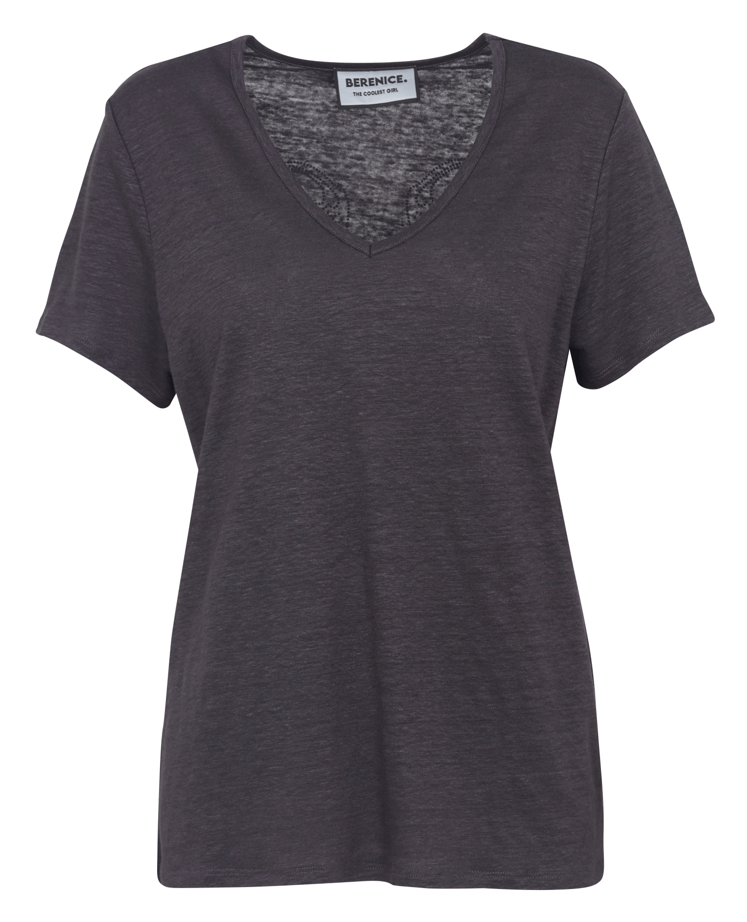 Oversized V-hals T-shirt van linnen BERENICE