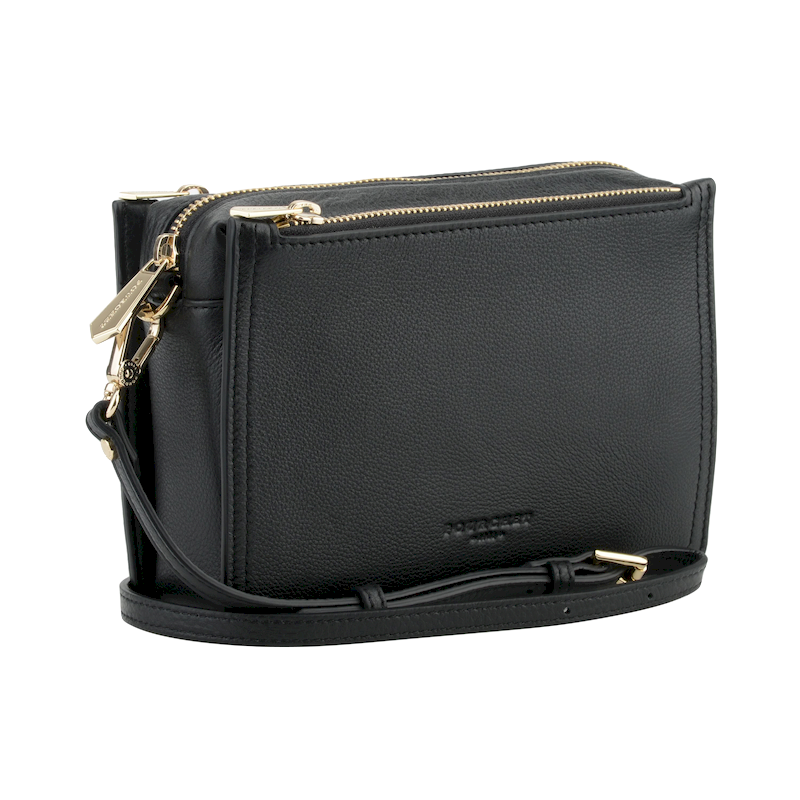 Large leather crossbody bag Black