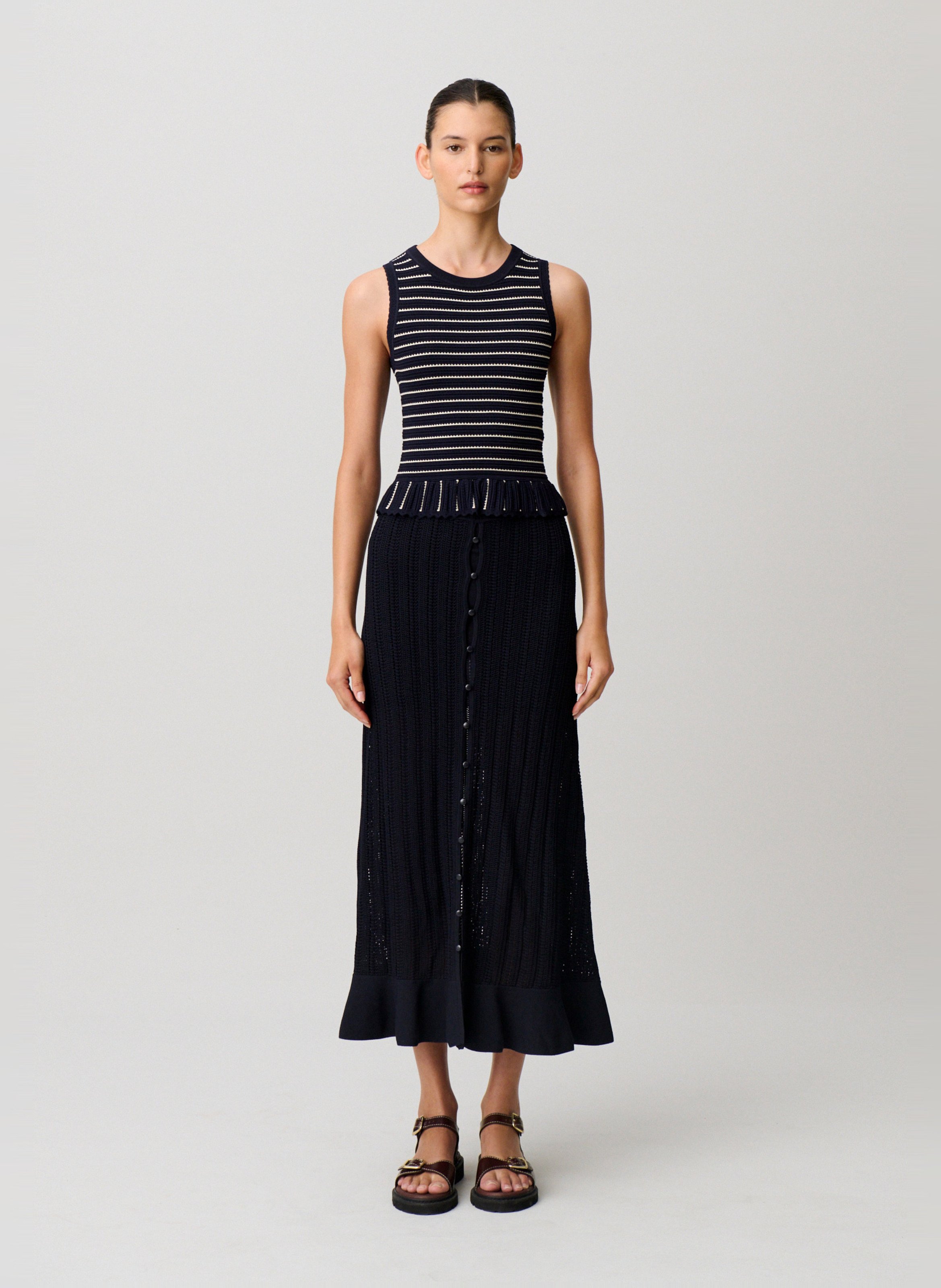 Jupe longue en crochet CLAUDIE PIERLOT Bleu