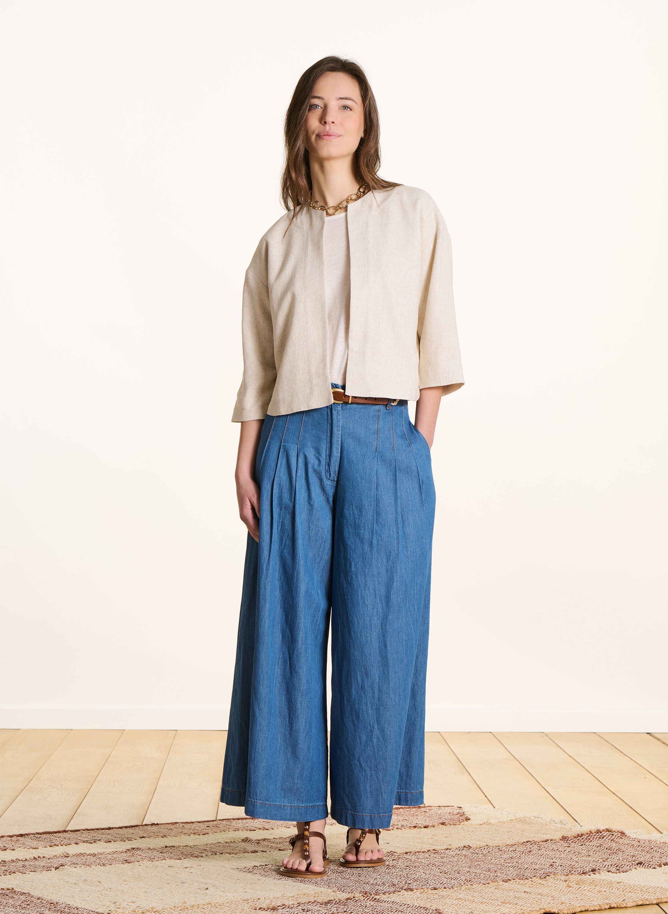 Veste col rond LA FEE MARABOUTEE Beige