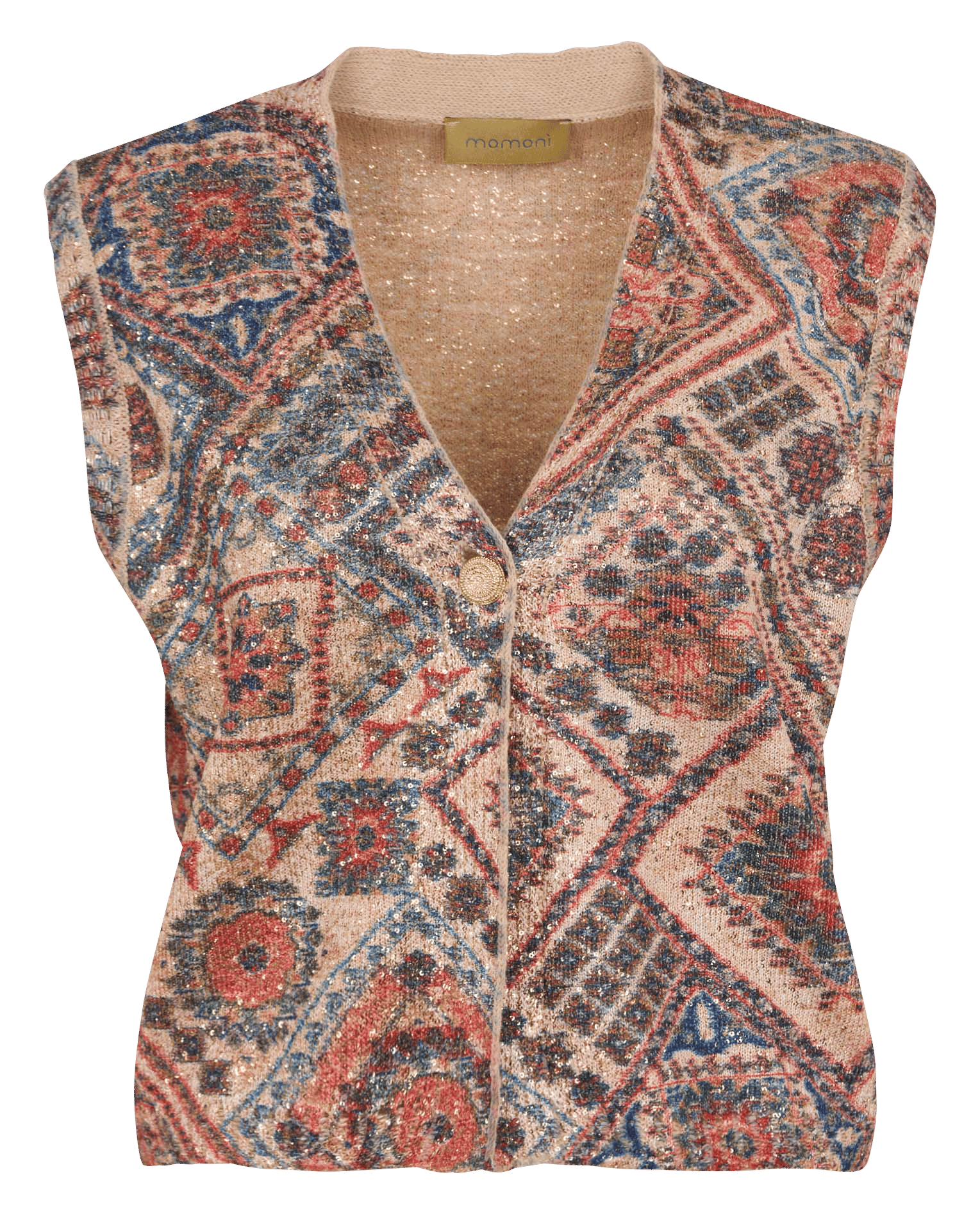 Oversized knitted printed vest MOMONI Pink