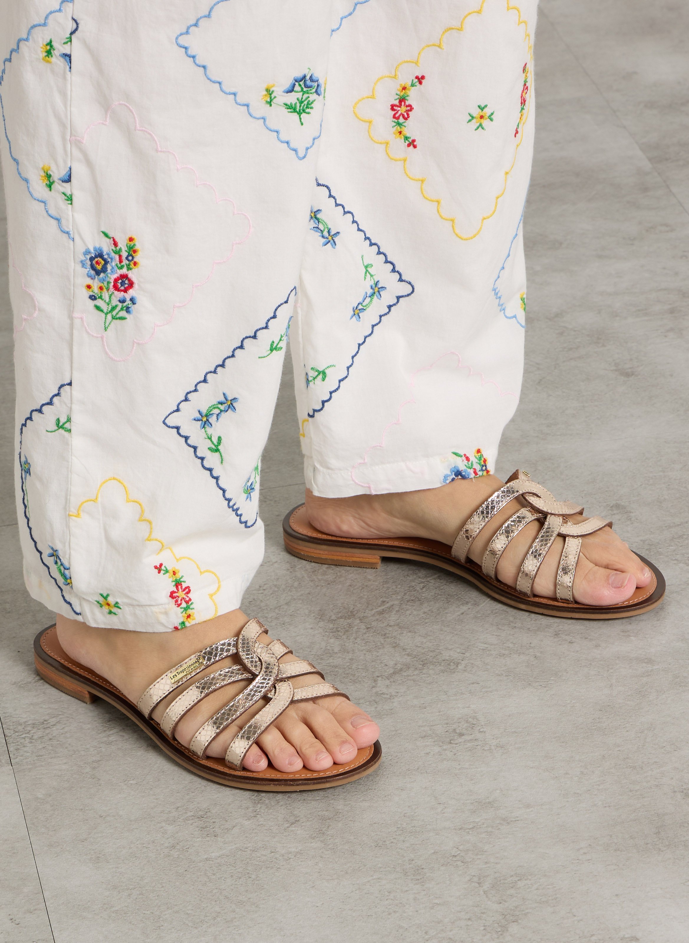 Mules plates en cuir LES TROPEZIENNES PAR M.BELARBI Doré