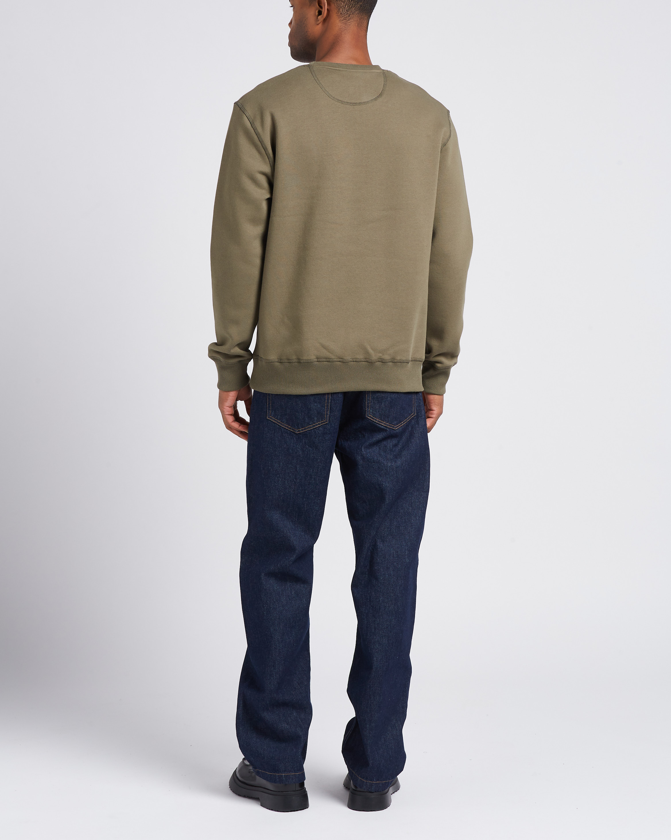 Gerade geschnittenes Rundhals-Sweatshirt aus Baumwoll-Mix SCHOTT Khaki