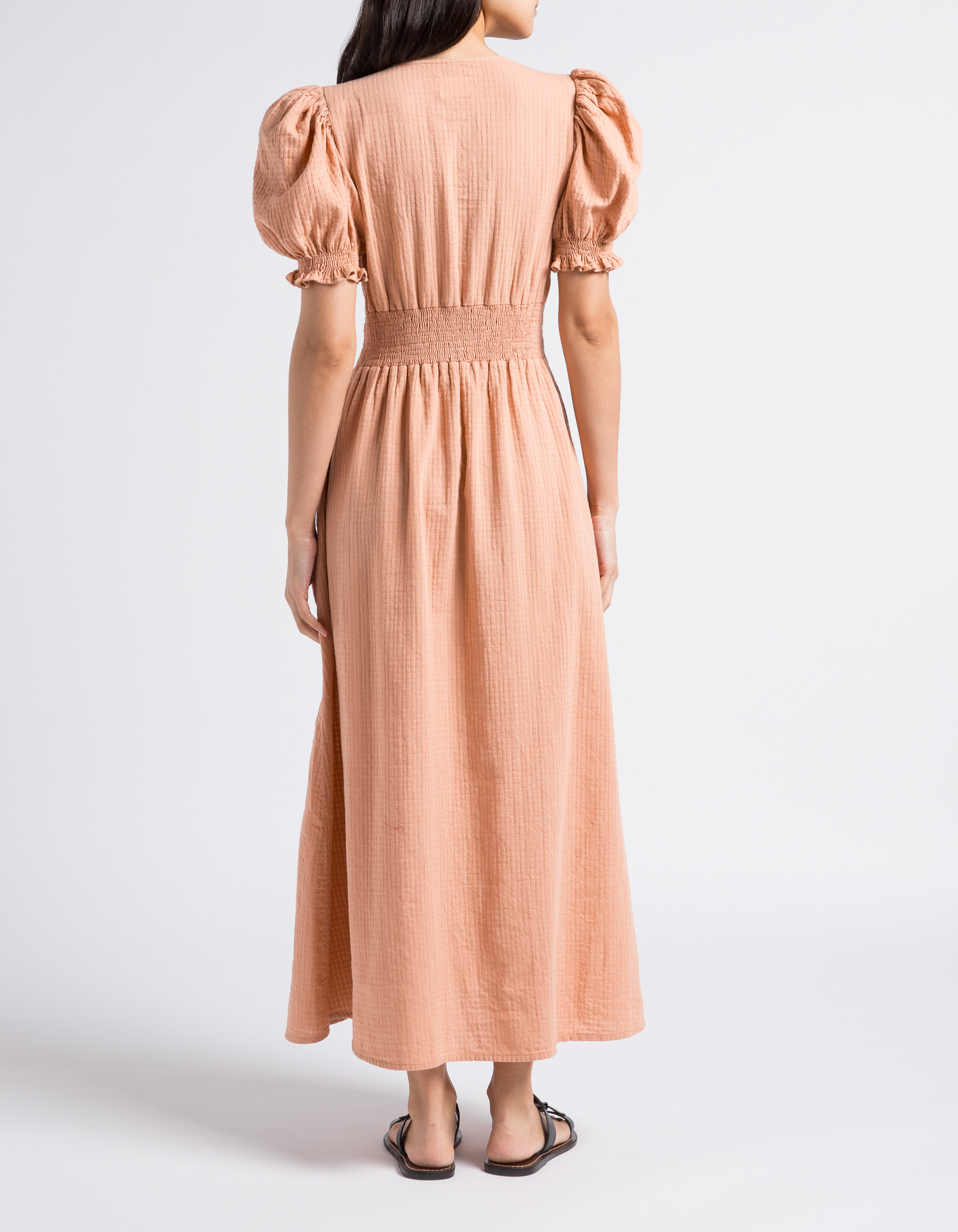Fitted cotton V-neck maxi dress THE NEW SOCIETY Brown