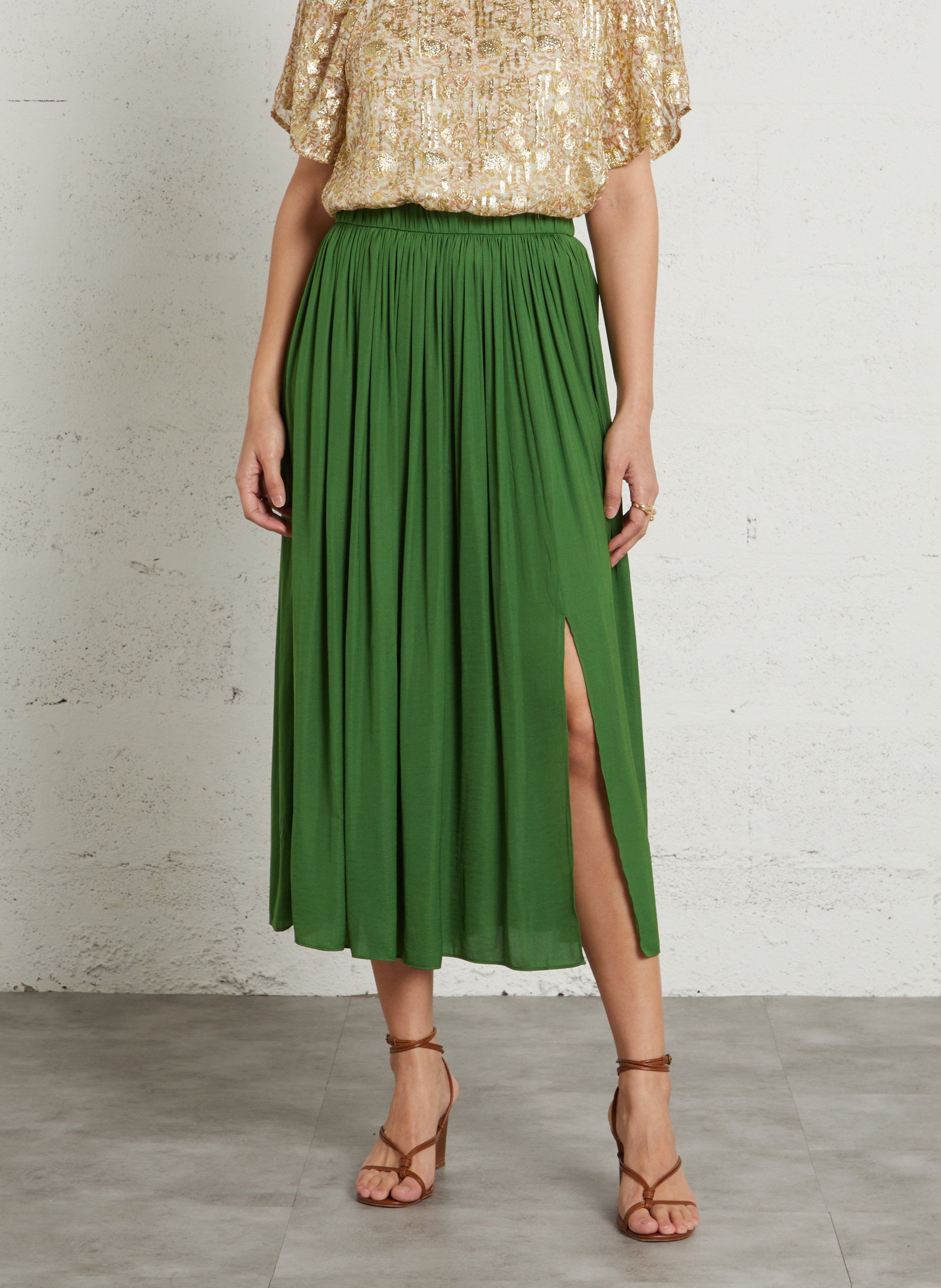 Halflange, rechte rok MAISON 123 Groen