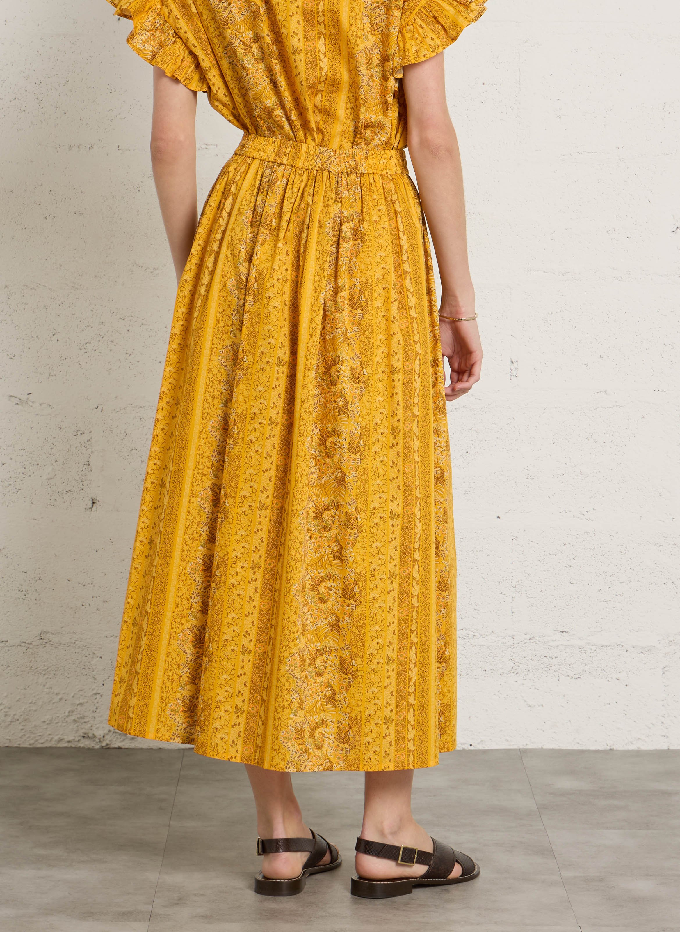 Jupe longue évasée en coton SUZIE WINKLE Jaune