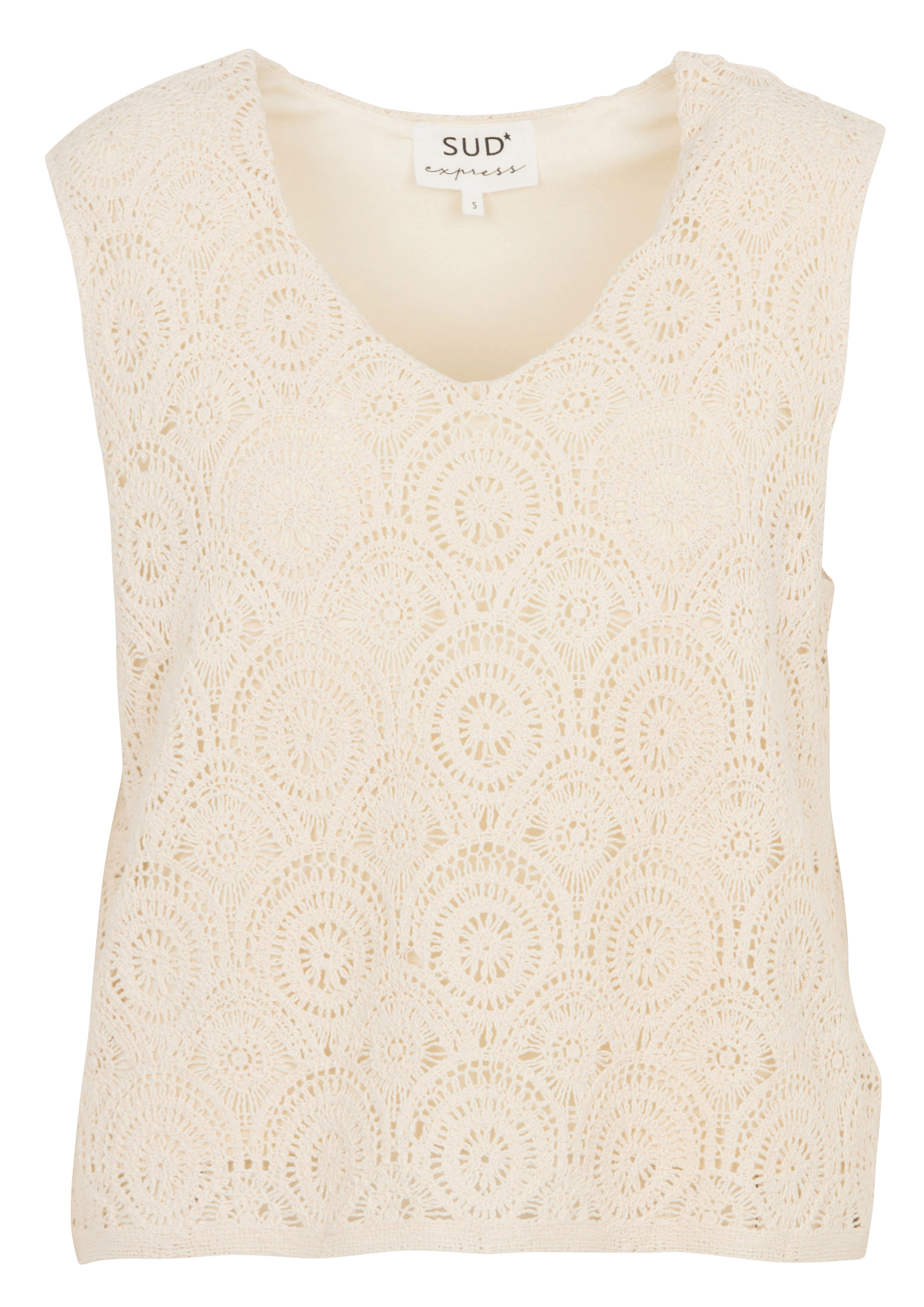 Tanktop aus Baumwoll-Mix mit V-Ausschnitt SUD EXPRESS Beige